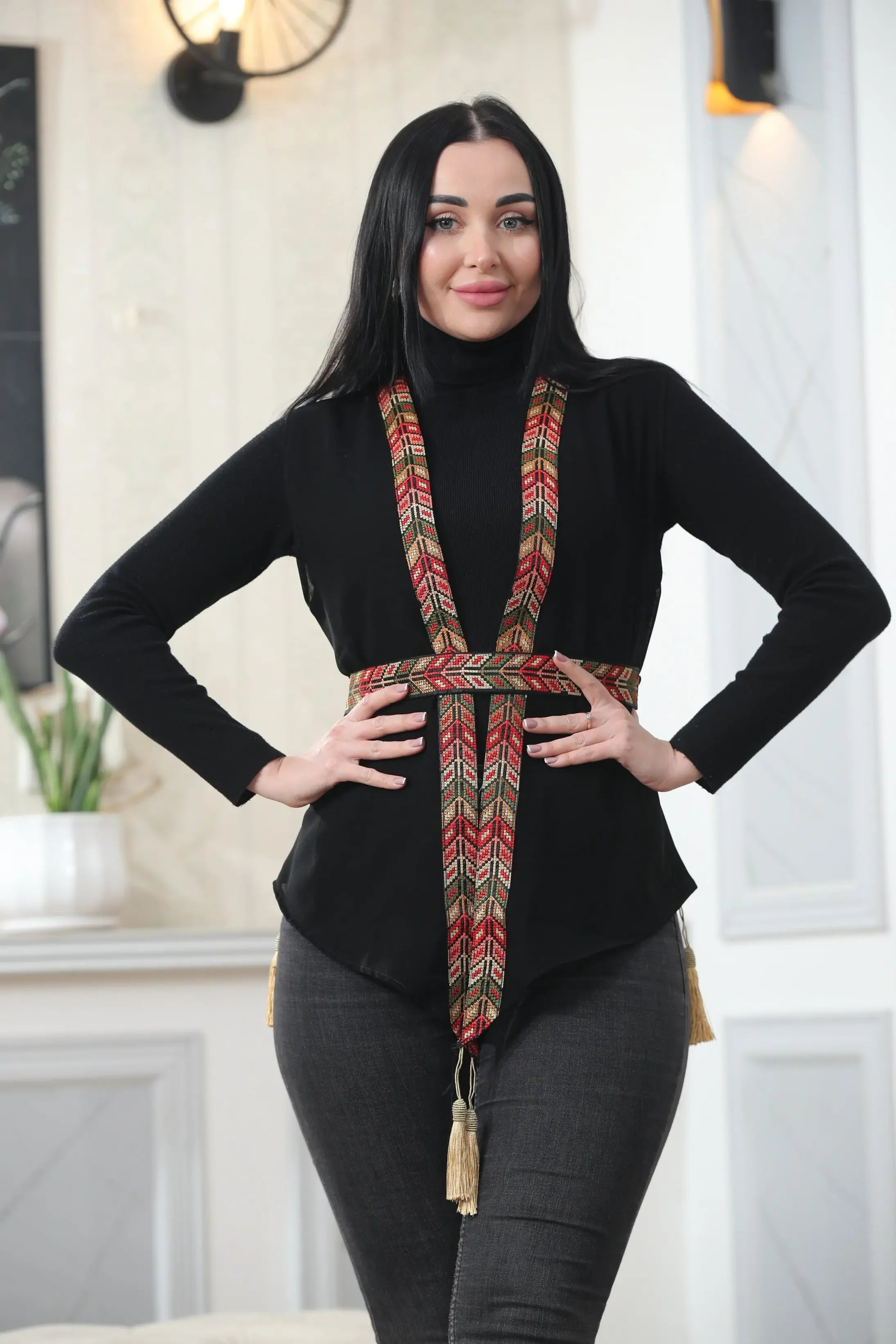 Chiffon Colorful Embroidered Vest - Vibrant & Stylish Layer Palestinian Elegance