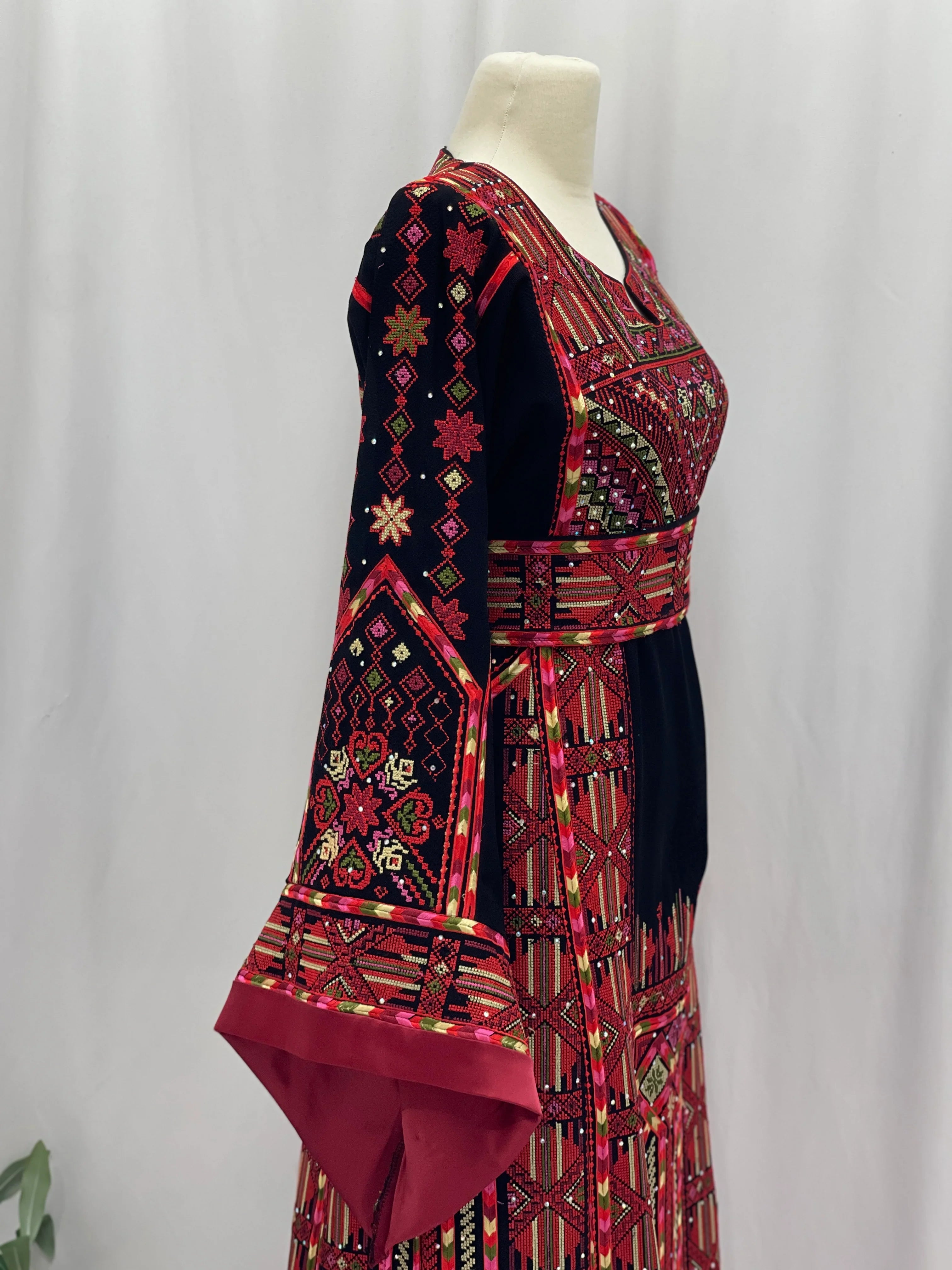 Layali Embroidered Palestinian Thobe – With Two Matching Belts” - Palestinian Elegance