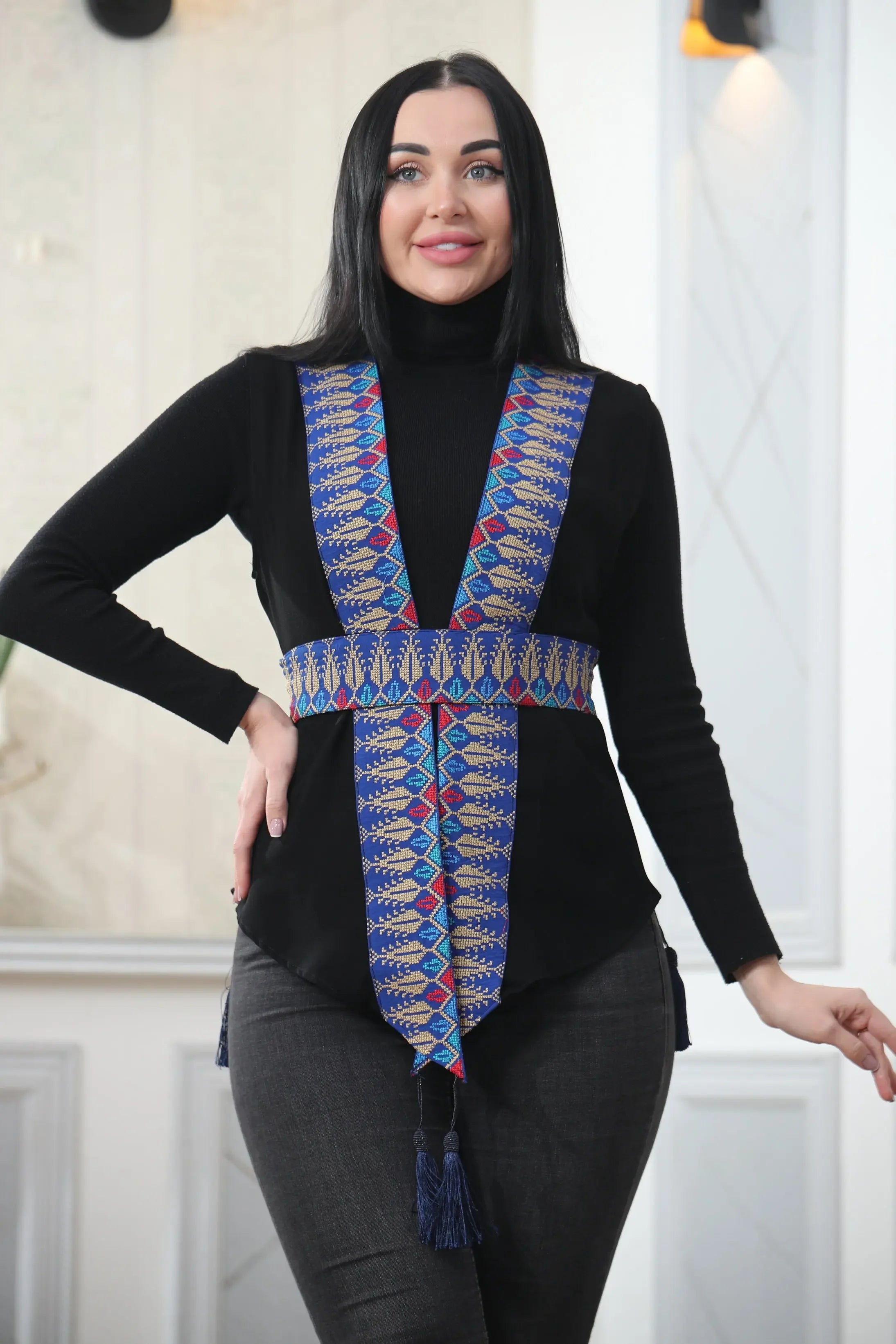 Chiffon Colorful Embroidered Vest - Vibrant & Stylish Layer Palestinian Elegance