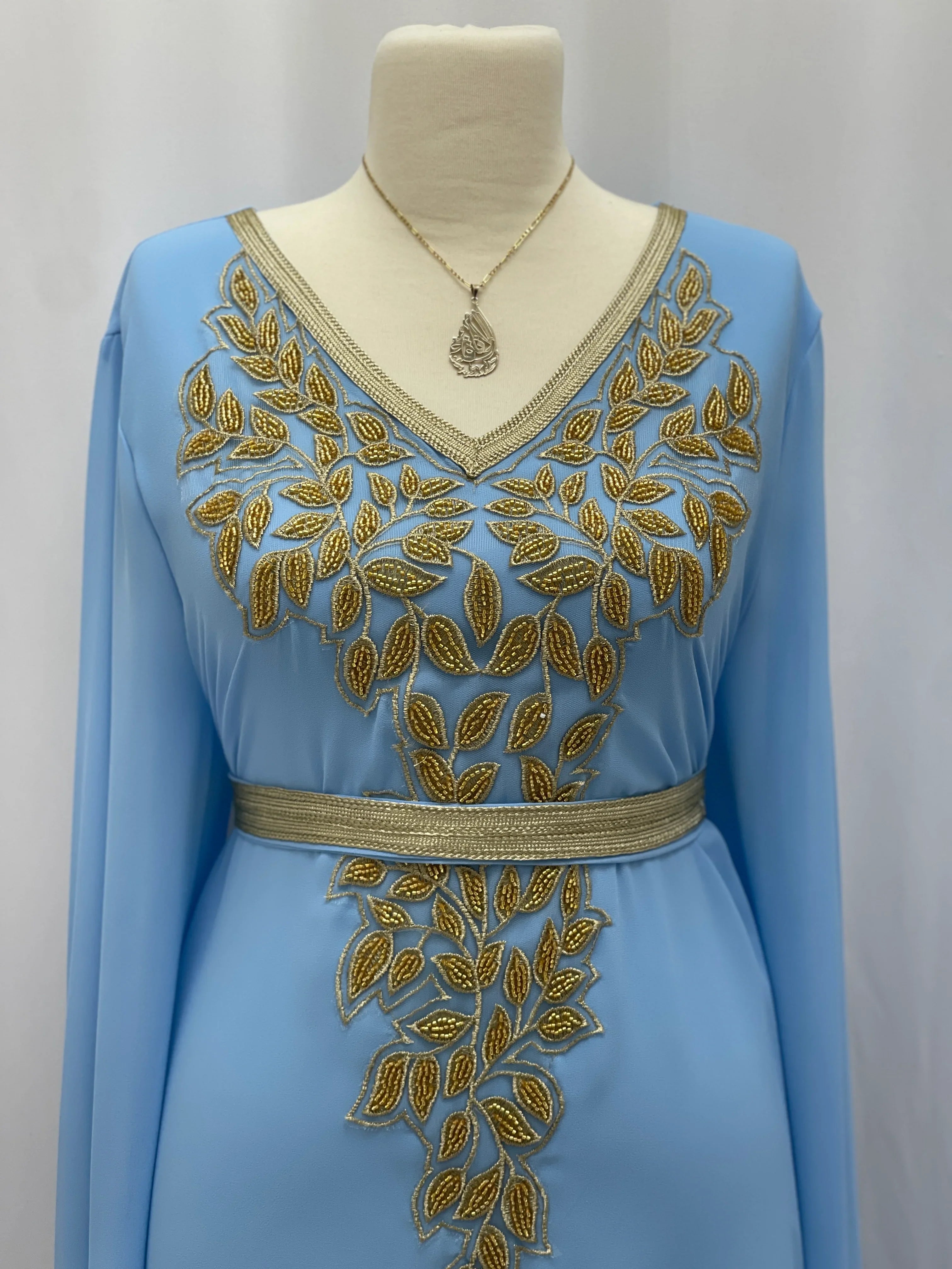 Celestial Azure Beaded Gown