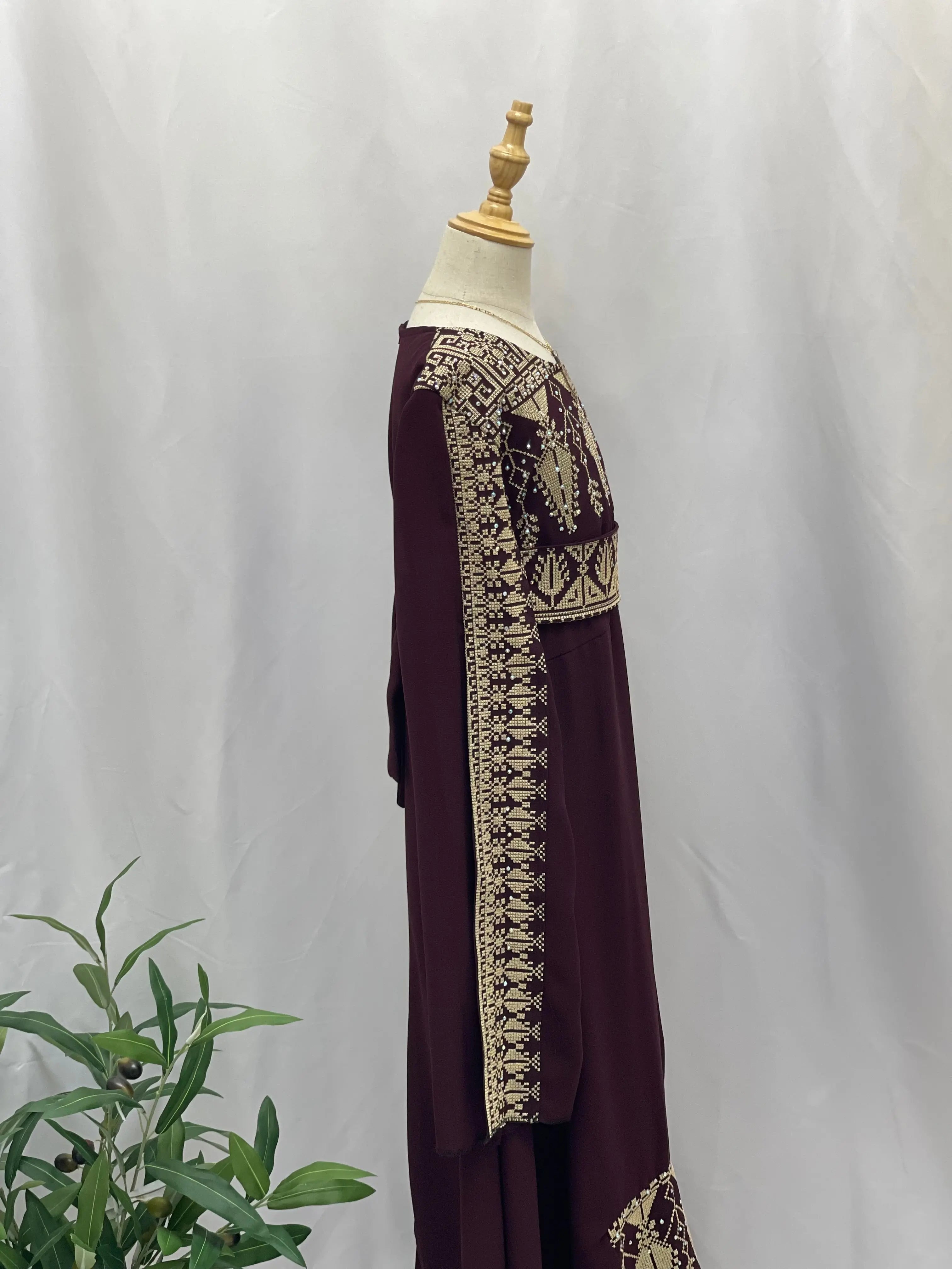 Embroidered Princess Jasmin Dress Palestinian Elegance