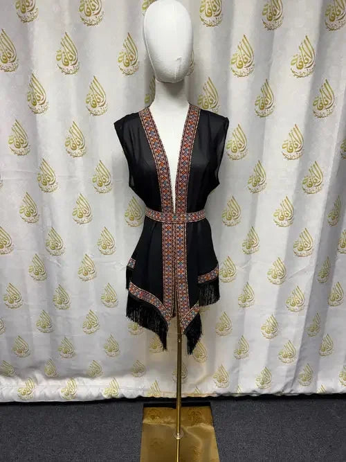 Ethereal Beauty: Embroidered Chiffon Vest for Every Occasion Palestinian Elegance
