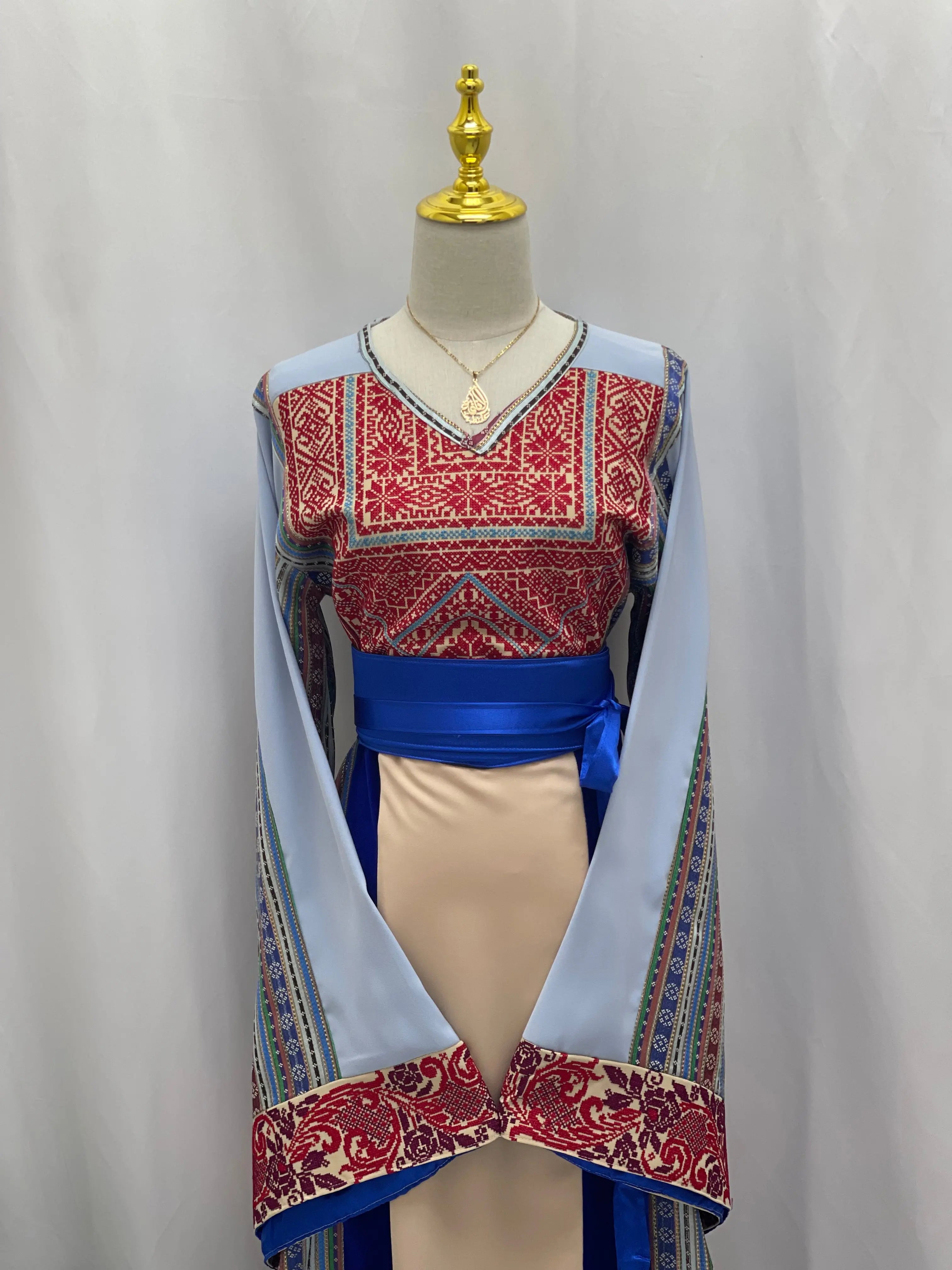 Elegant Embroidered 3 Types of Fabric Palestinian Elegance