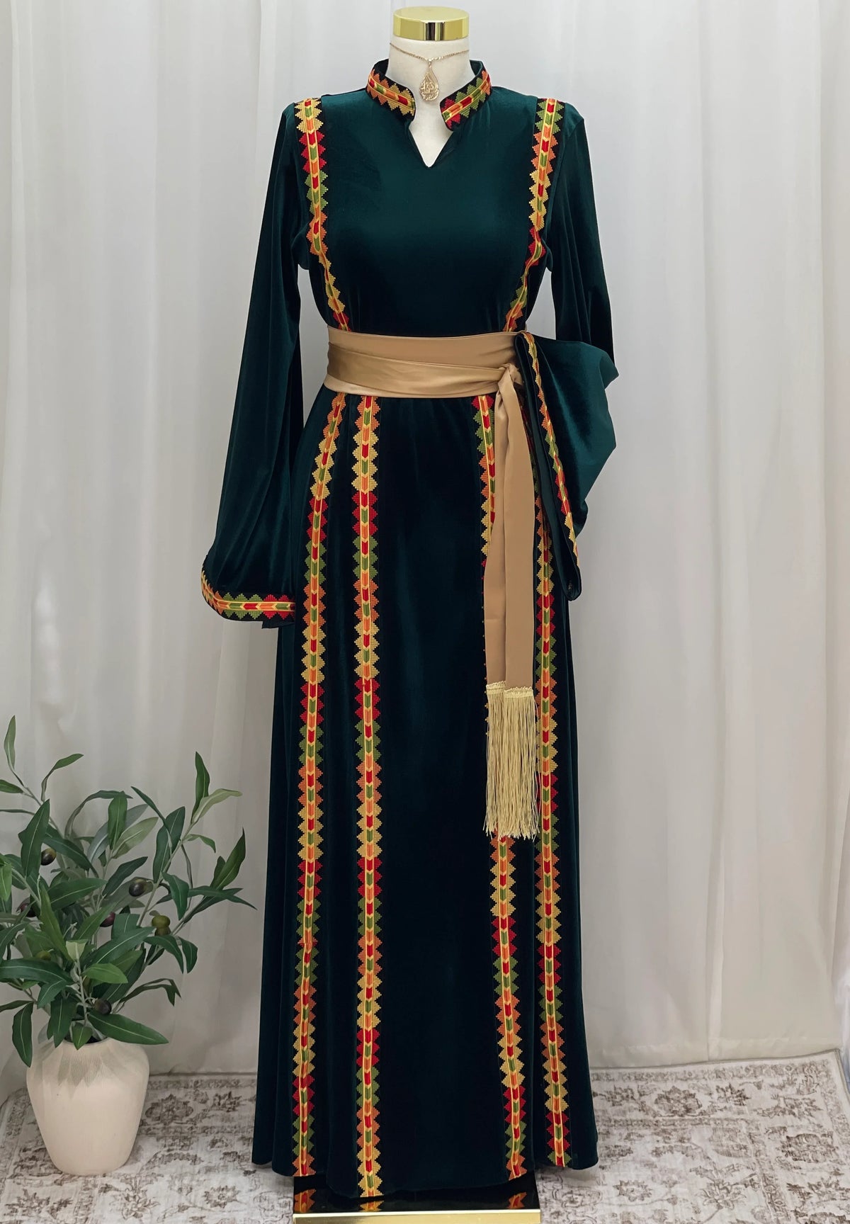 Manajel Grace Velvet Thobe - Palestinian Elegance