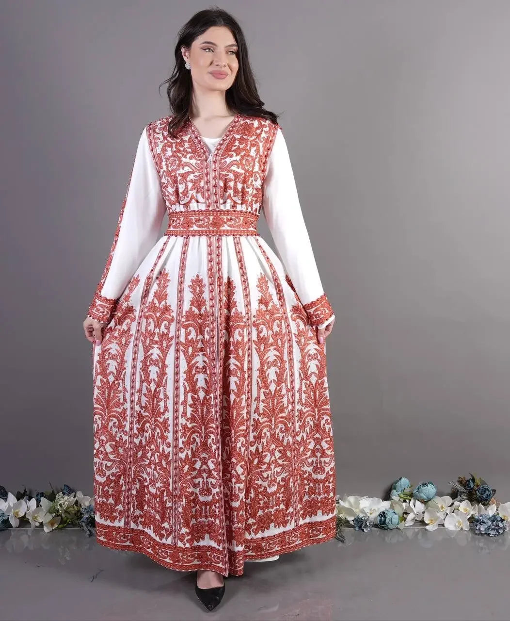 Luxurious Pearl Kaftan: Timeless Elegance and Sophisticated Comfort Palestinian Elegance