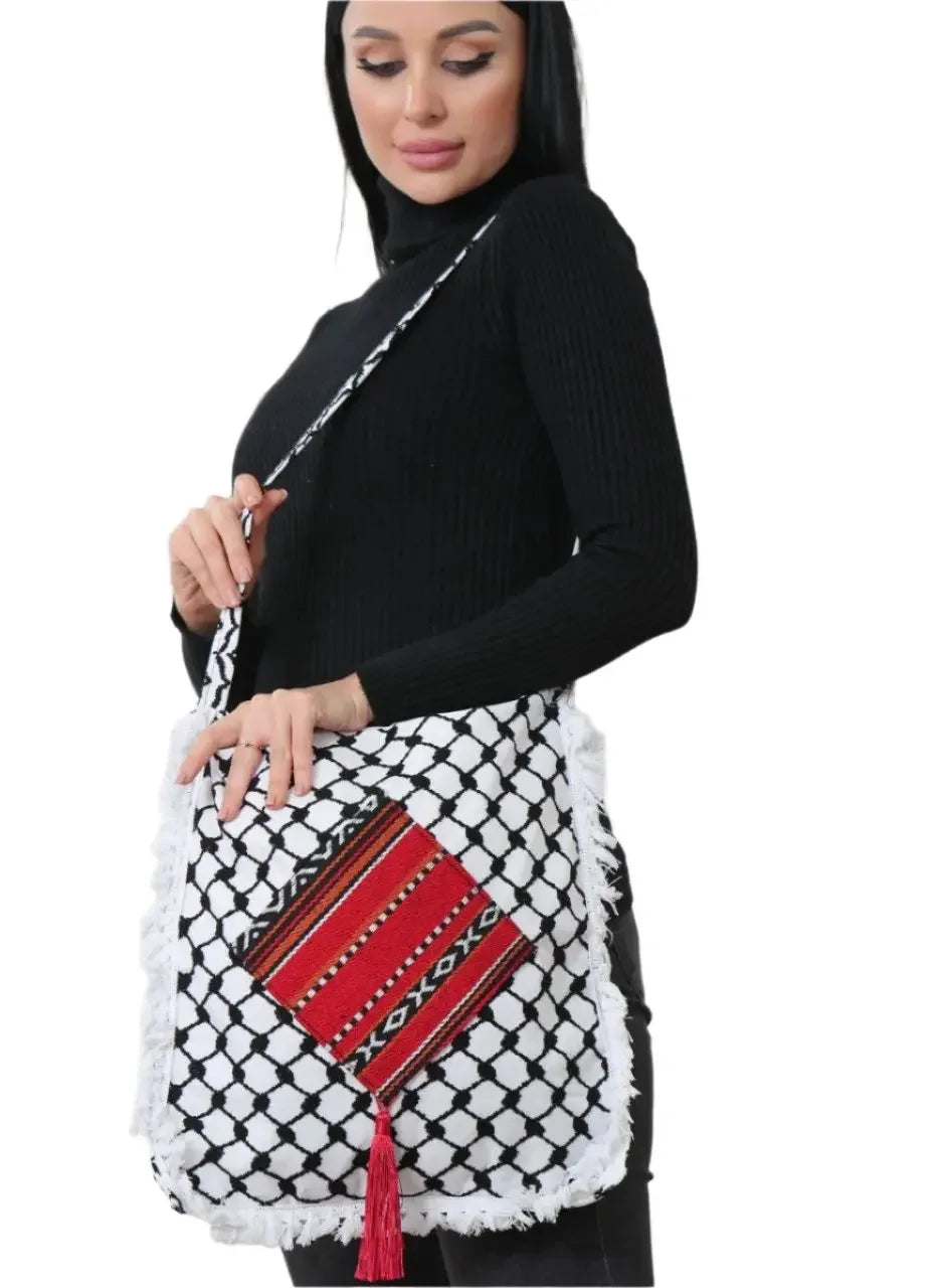 Hand-Made Kuffiyeh Bag – Stylish and Durable Everyday Accessory Palestinian Elegance