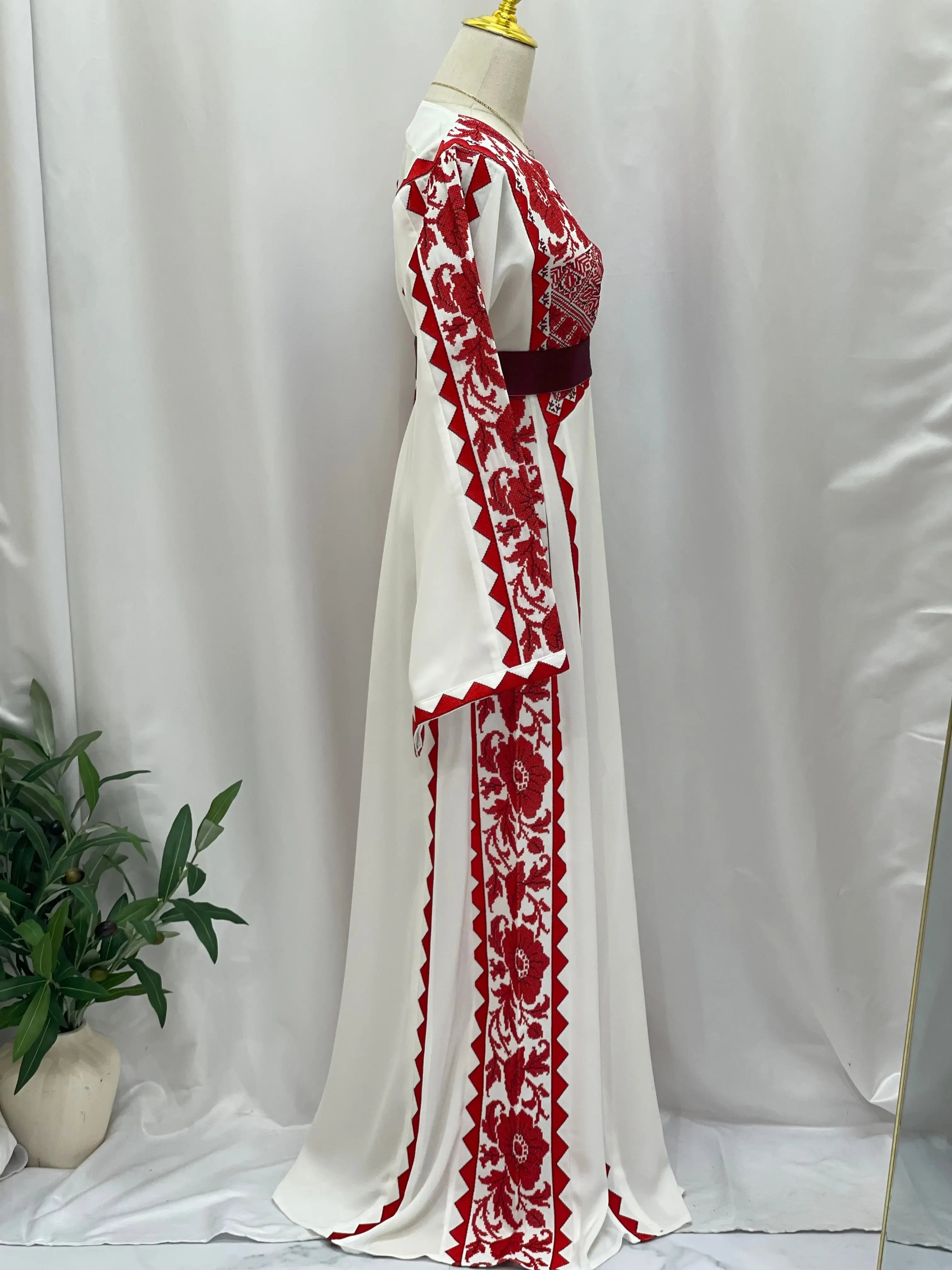 Embroidered Flowers Unique Thoub Palestinian Elegance