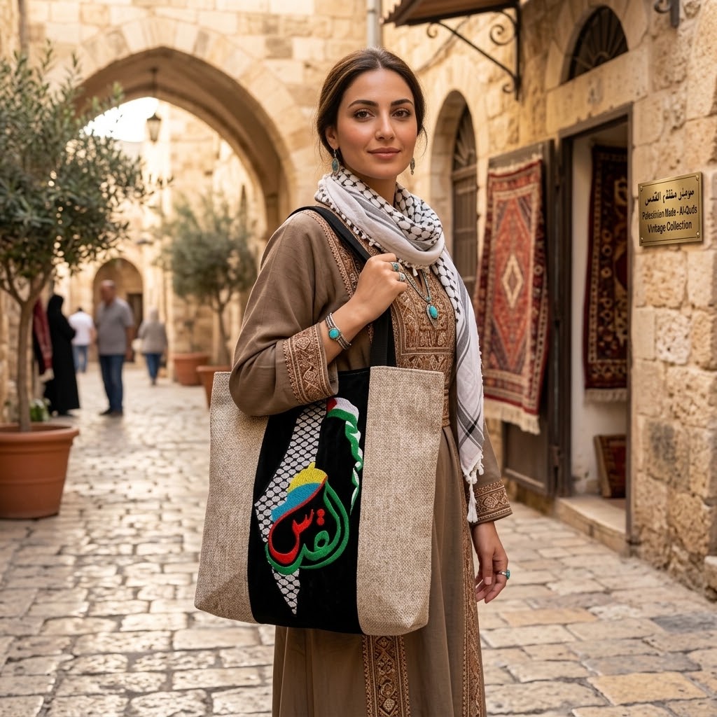 Experience the Charm and Elegance of Palestine: The Palestinian Made Vintage Look Tote Bag