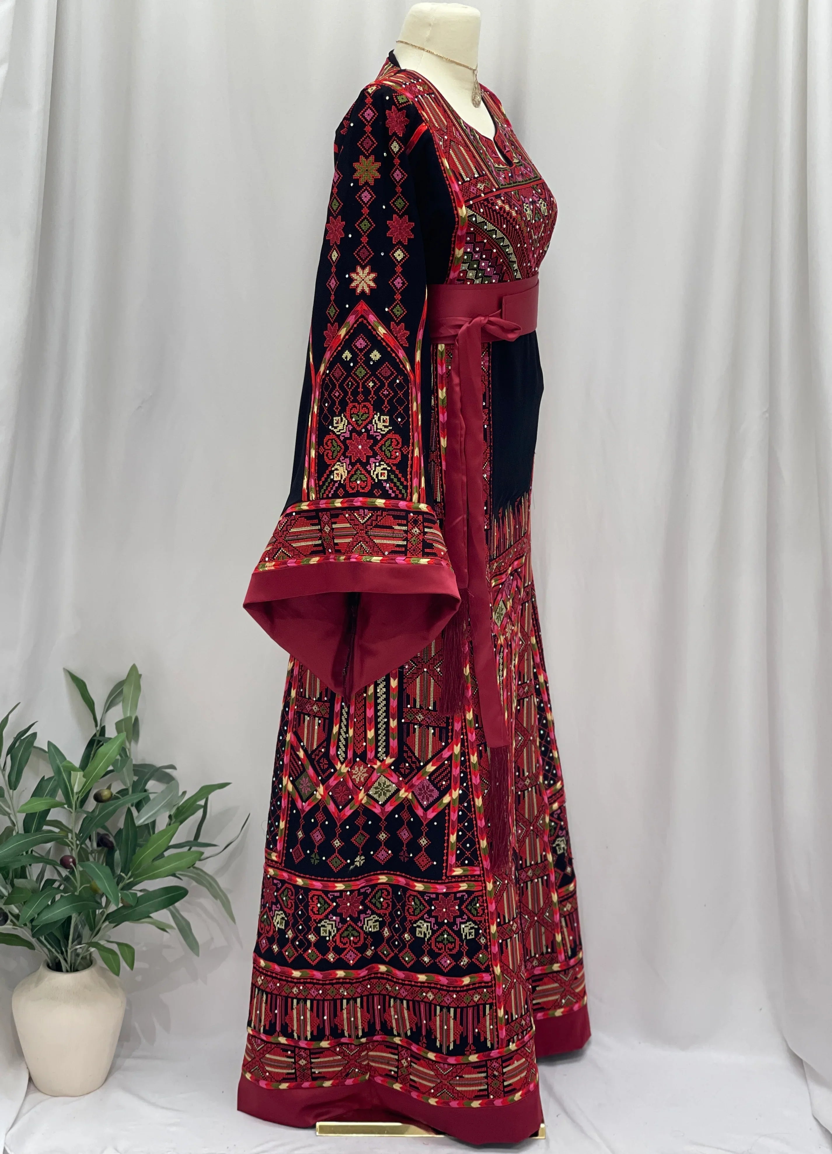 Layali Embroidered Palestinian Thobe – With Two Matching Belts” - Palestinian Elegance