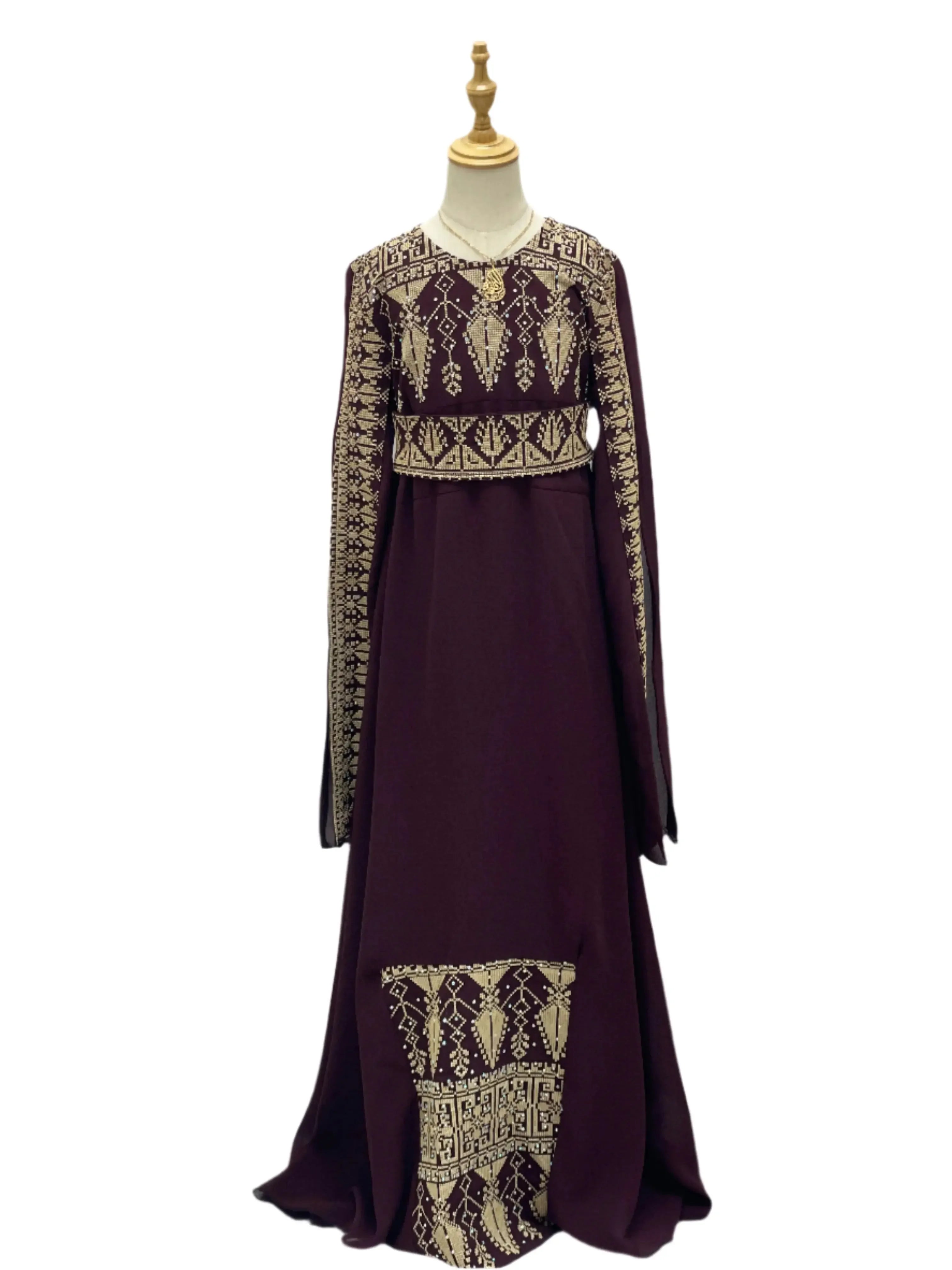 Embroidered Princess Jasmin Dress Palestinian Elegance