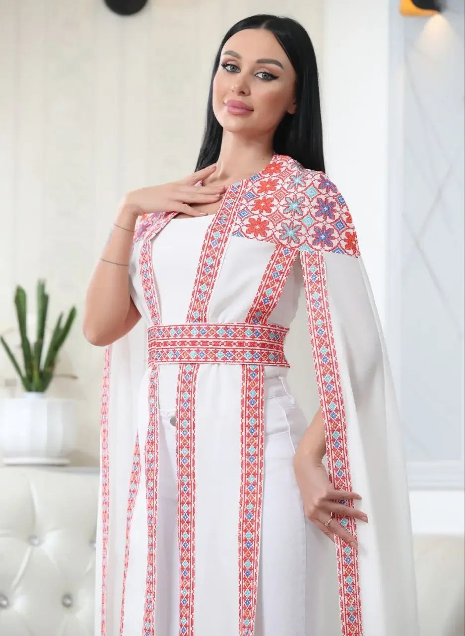 Multi-Color Embroidered Star Bisht – Elegant and Stylish Wardrobe Essential Palestinian Elegance