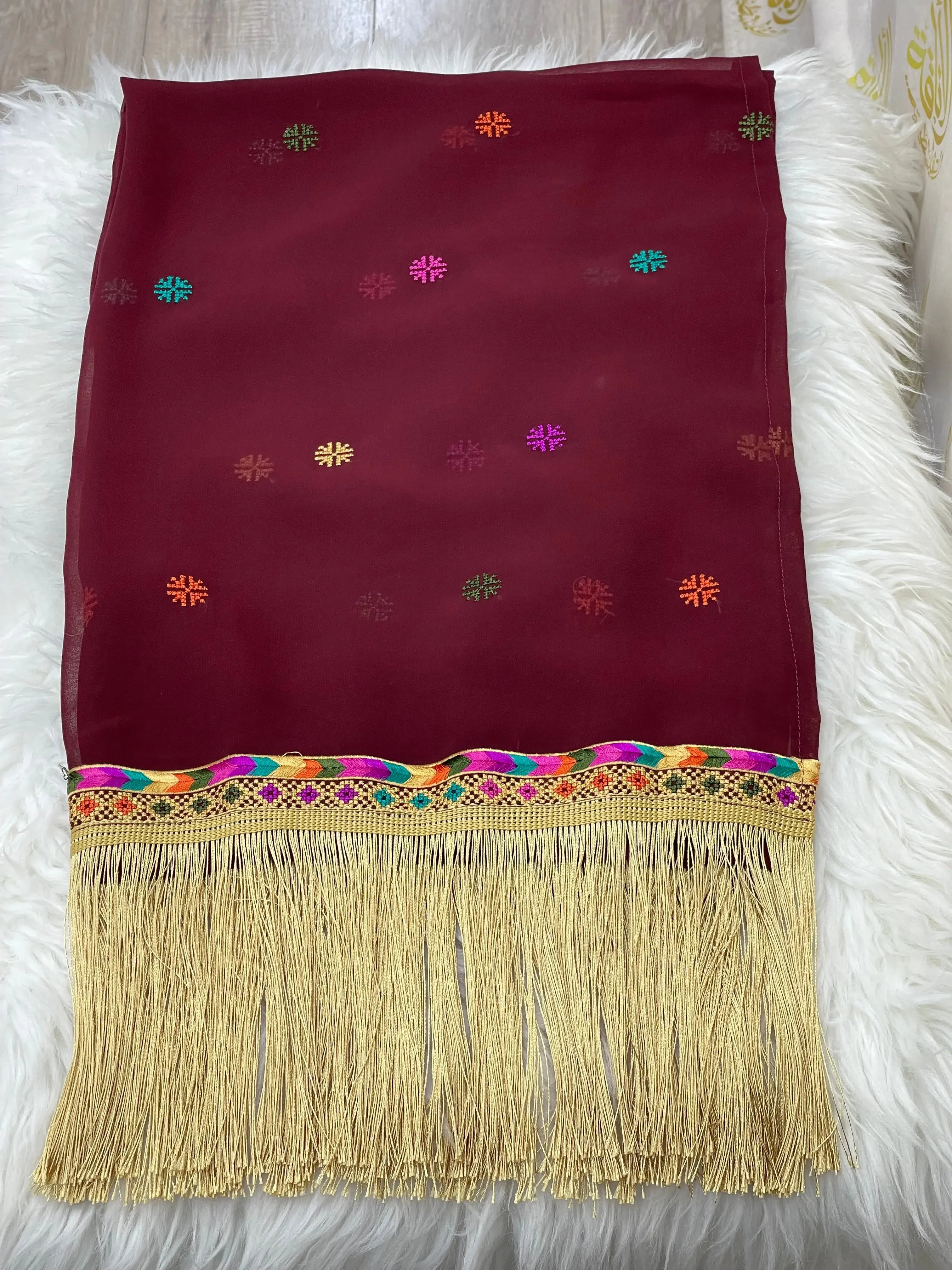 Embroidery Khirka with Tassel: Elegant Design and Versatile Style Palestinian Elegance
