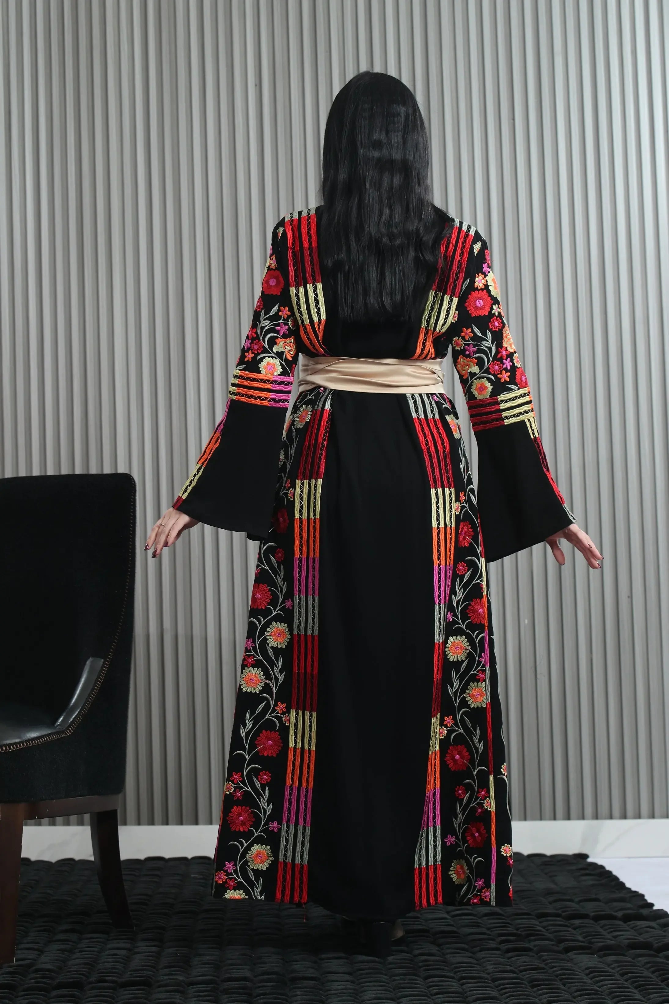 Vibrant Elegance: The Embroidered Multicolored Thoub Palestinian Elegance