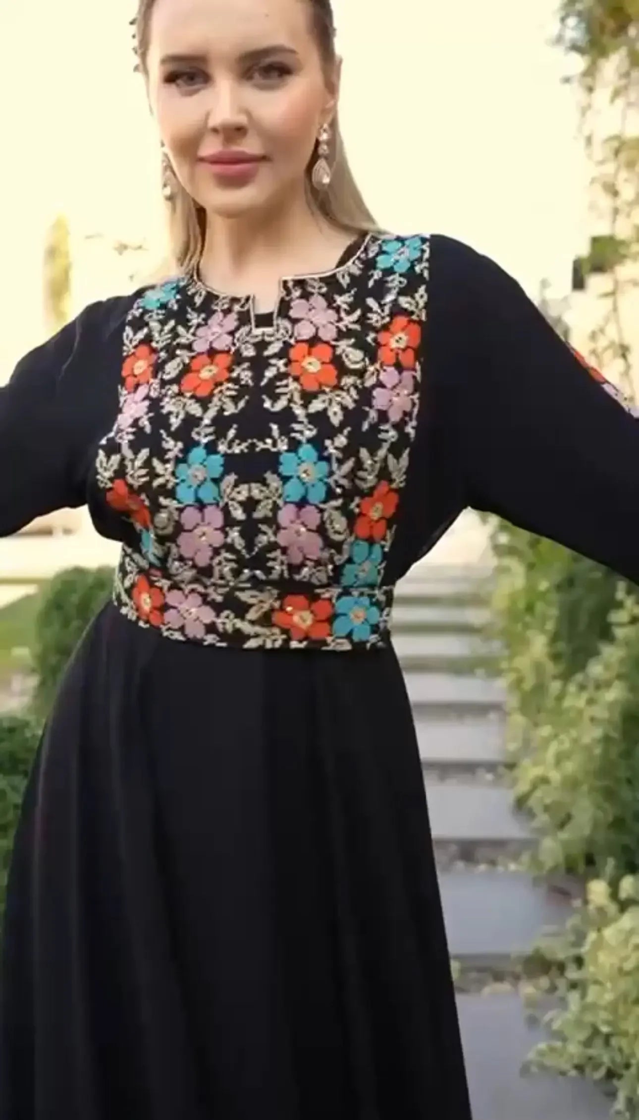 Elena Embroidery Wide Sleeves Dress: Feminine Grace and Effortless Style Palestinian Elegance