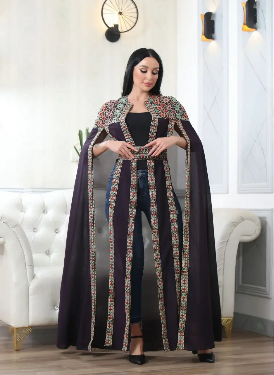 Multi-Color Embroidered Star Bisht – Elegant and Stylish Wardrobe Essential Palestinian Elegance