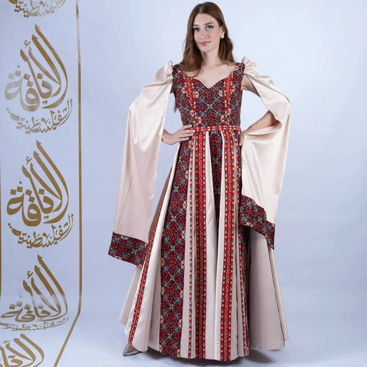 Intricate Tatreez Embroidery Ball Gown: Elegance and Cultural Heritage Palestinian Elegance