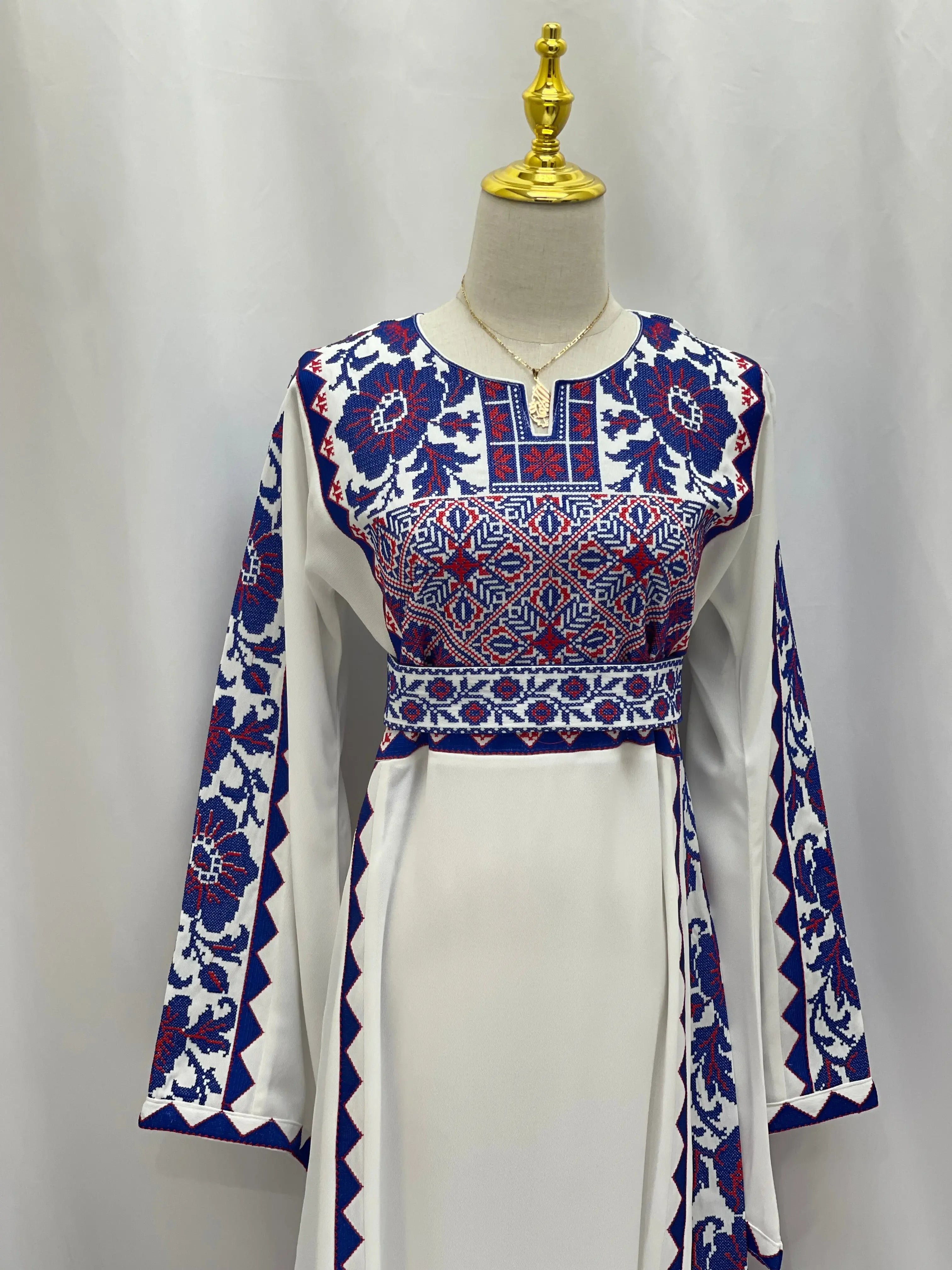 Embroidered Flowers Unique Thoub Palestinian Elegance