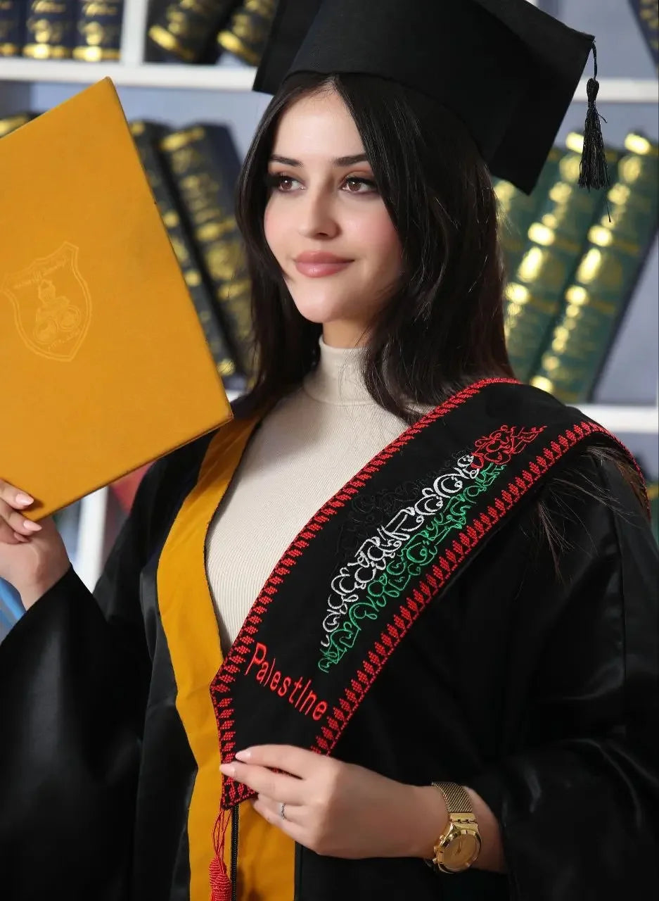 Embroidered Stole with Palestine Map & Arabic Script – Celebrate Cultural Heritage Palestinian Elegance