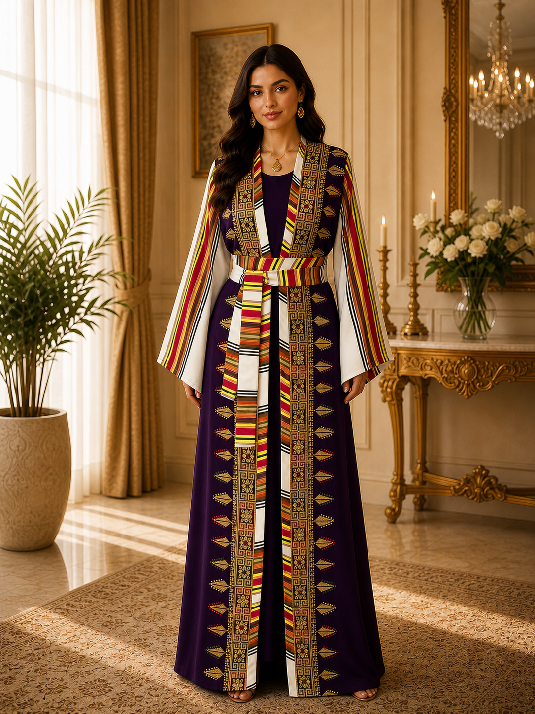Majdal Heritage Embroidered Chiffon Piece - Cultural Grace