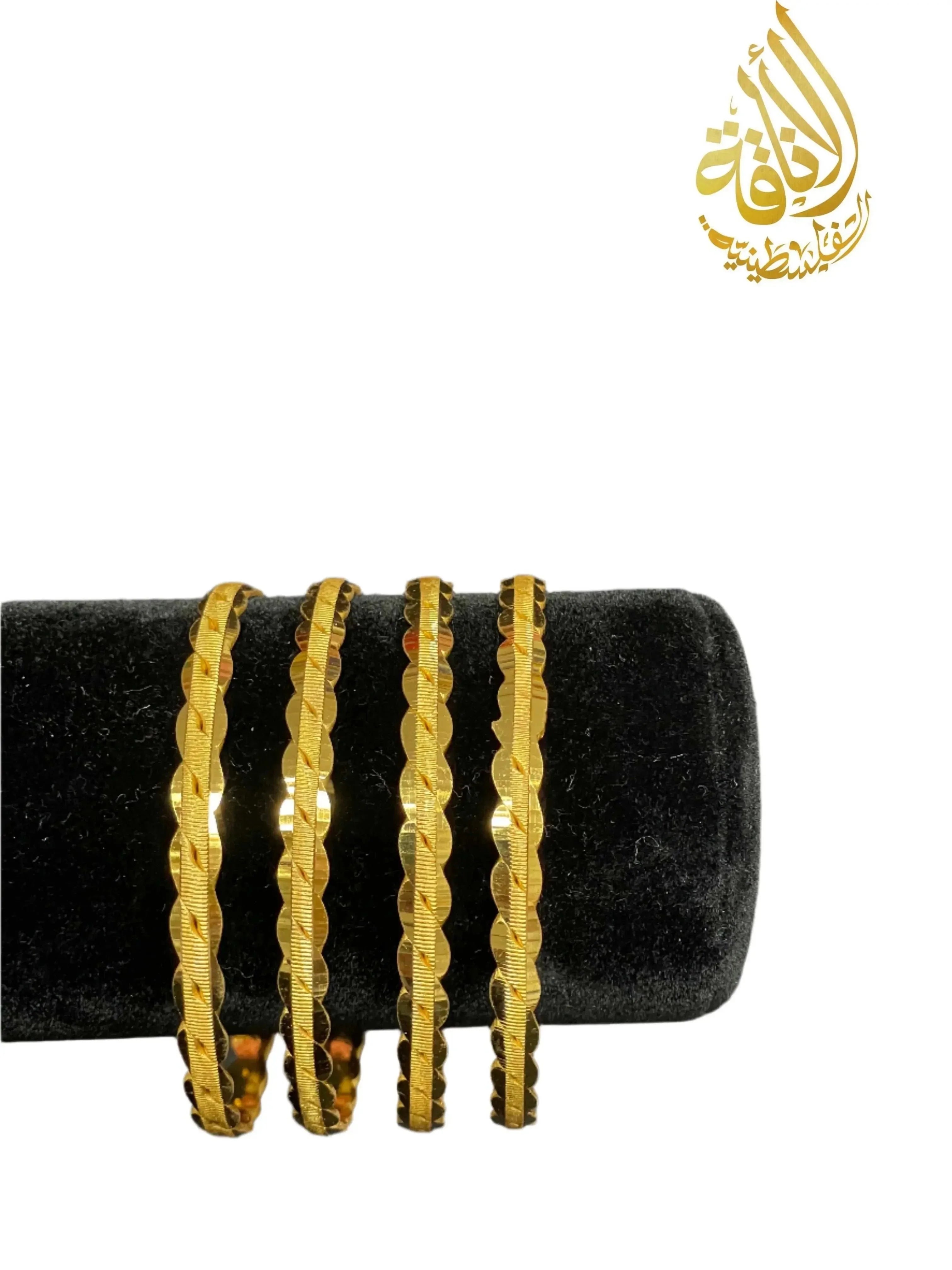 4 Slalat Mjadal Imitated Gold Bracelets a Elegant Cultural Accessory Set