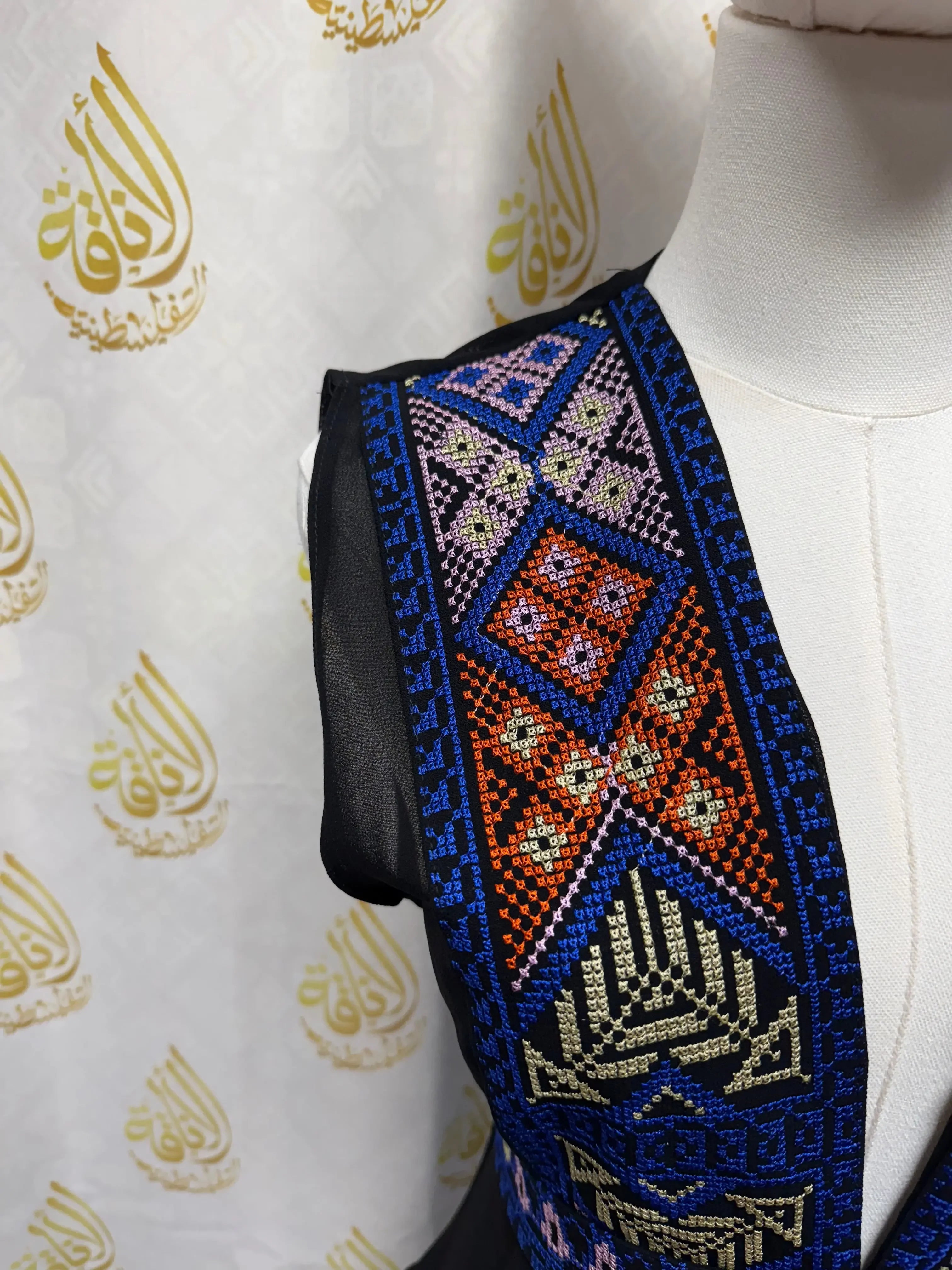 Embroidered Chiffon Vest Palestinian Elegance