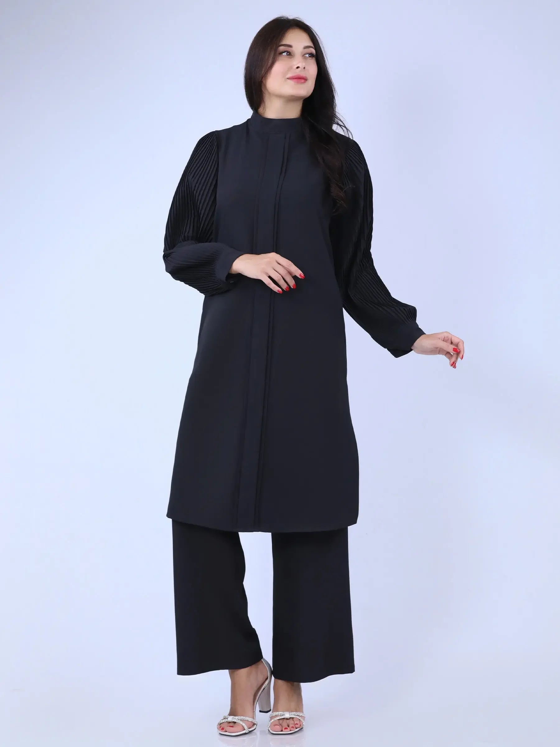 Unique Drop Shirt & Wide Leg Pant Set: Stylish Comfort and Sophistication Palestinian Elegance