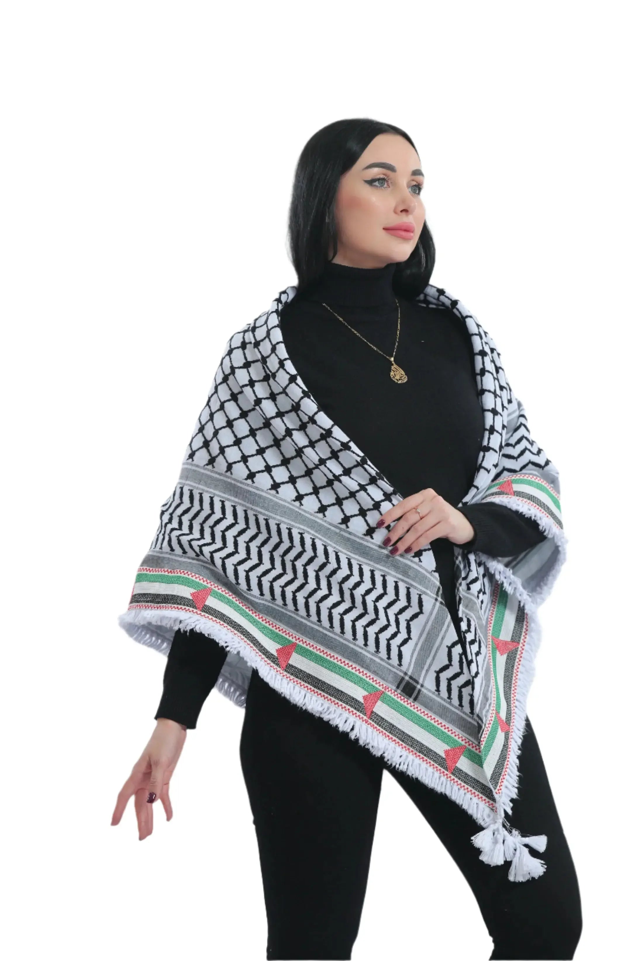 Pride and Heritage: Palestinian Flag Embroidered Kuffia Palestinian Elegance