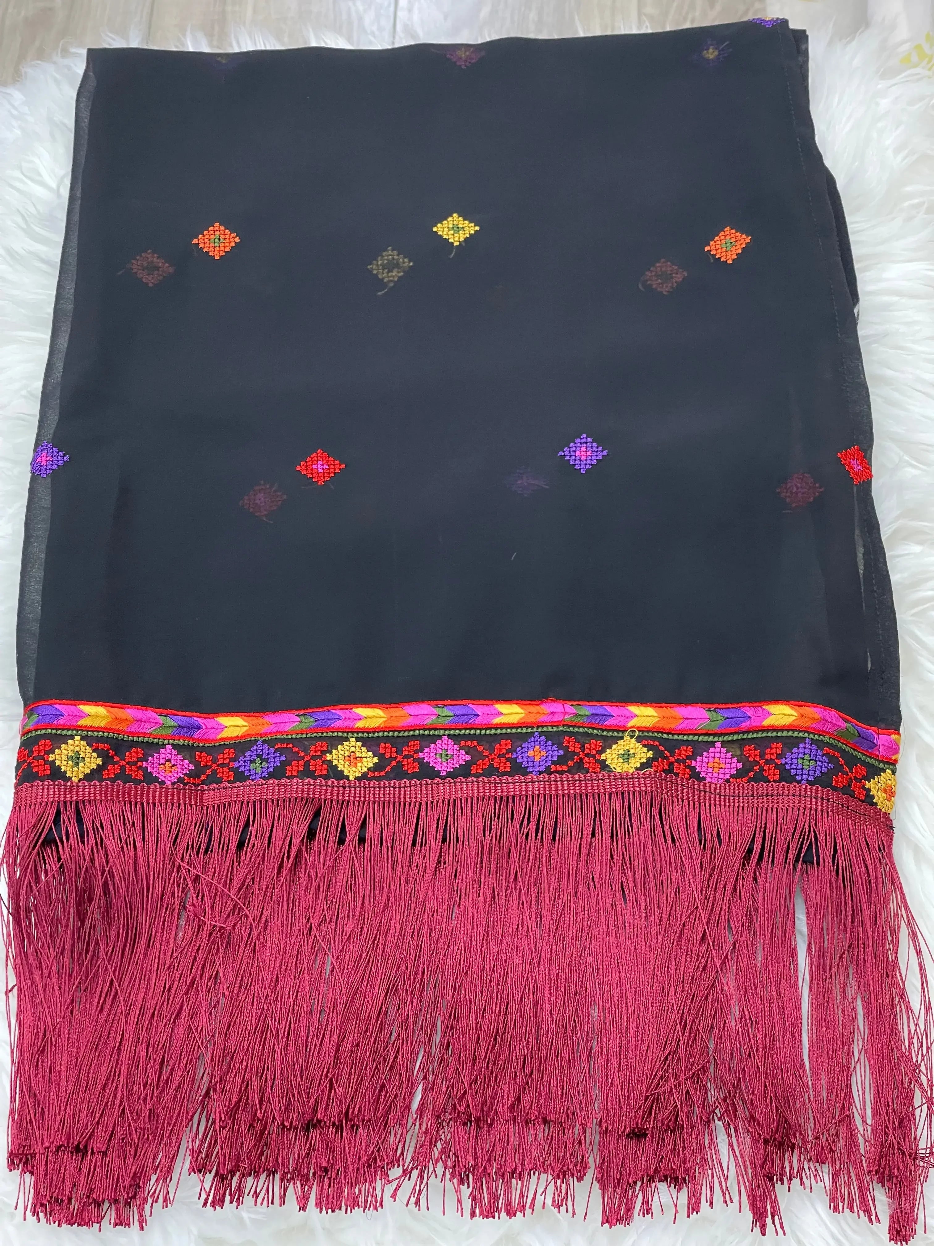 Embroidery Khirka with Tassel: Elegant Design and Versatile Style Palestinian Elegance