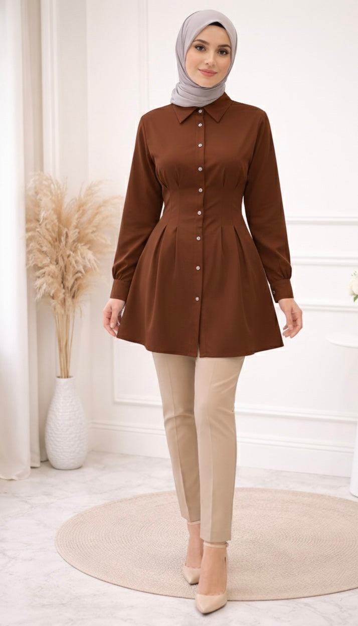 Opulence Pleated Shirt Dress