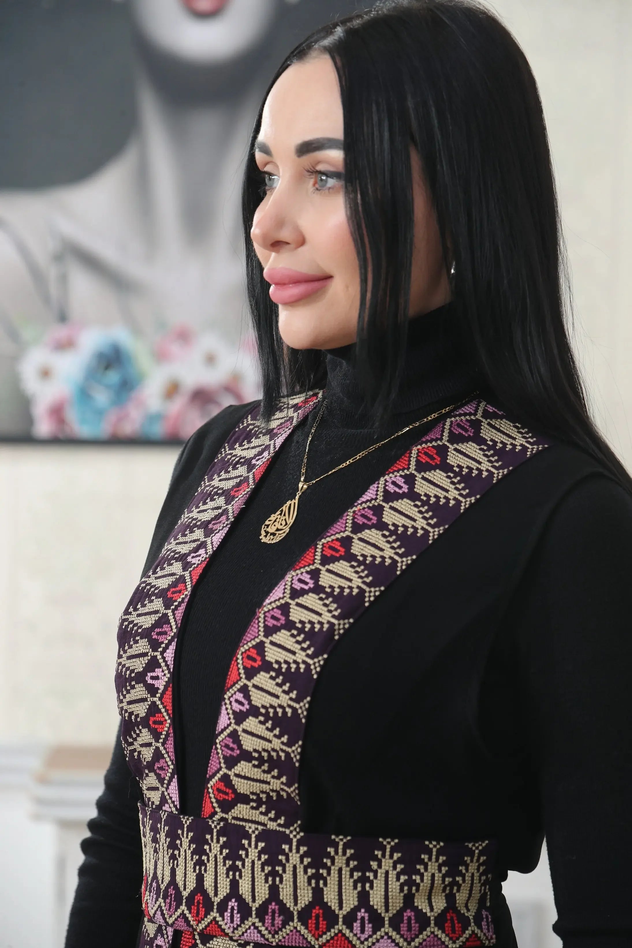 Chiffon Colorful Embroidered Vest - Vibrant & Stylish Layer Palestinian Elegance