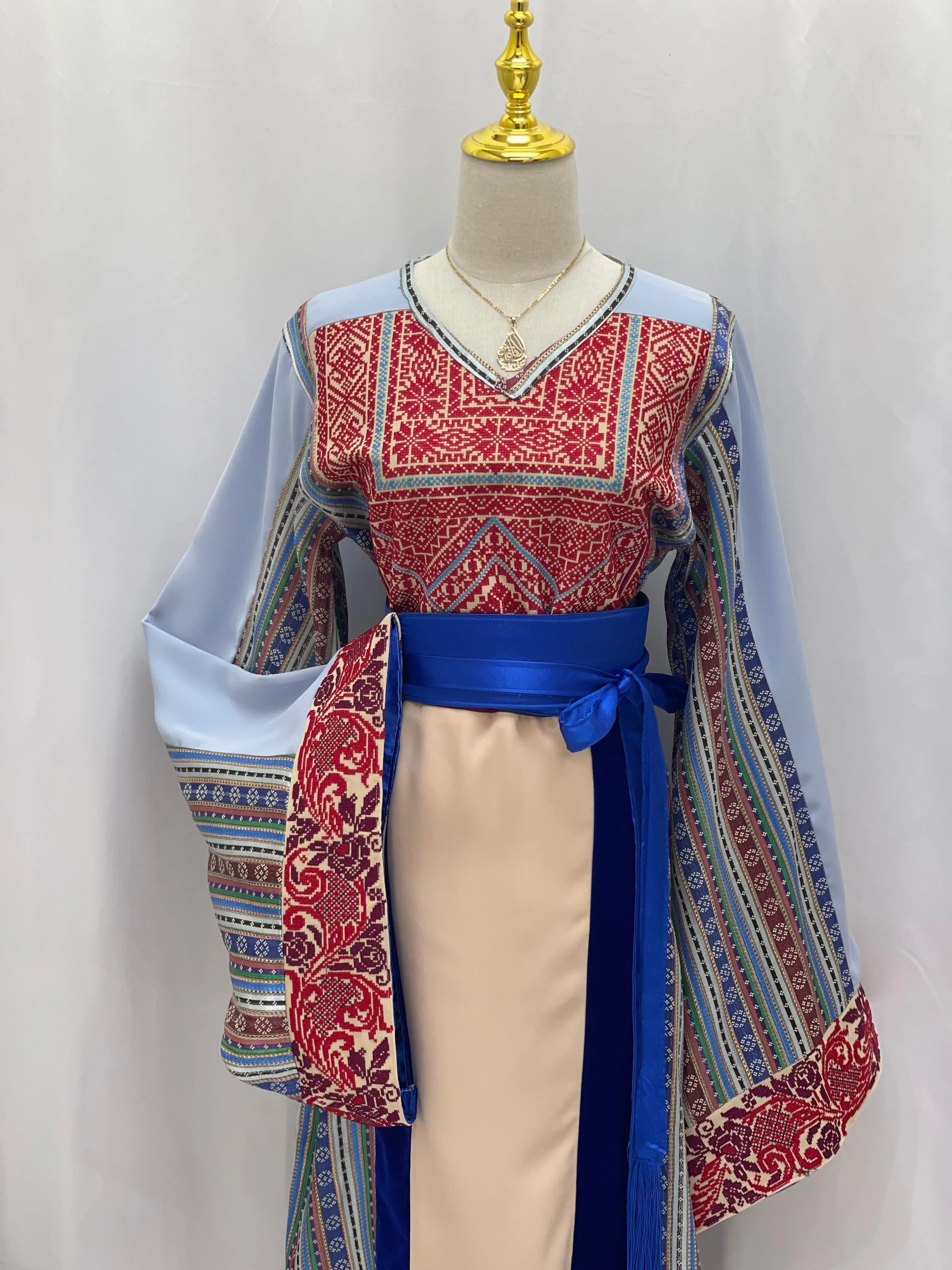 Elegant Embroidered 3 Types of Fabric Palestinian Elegance