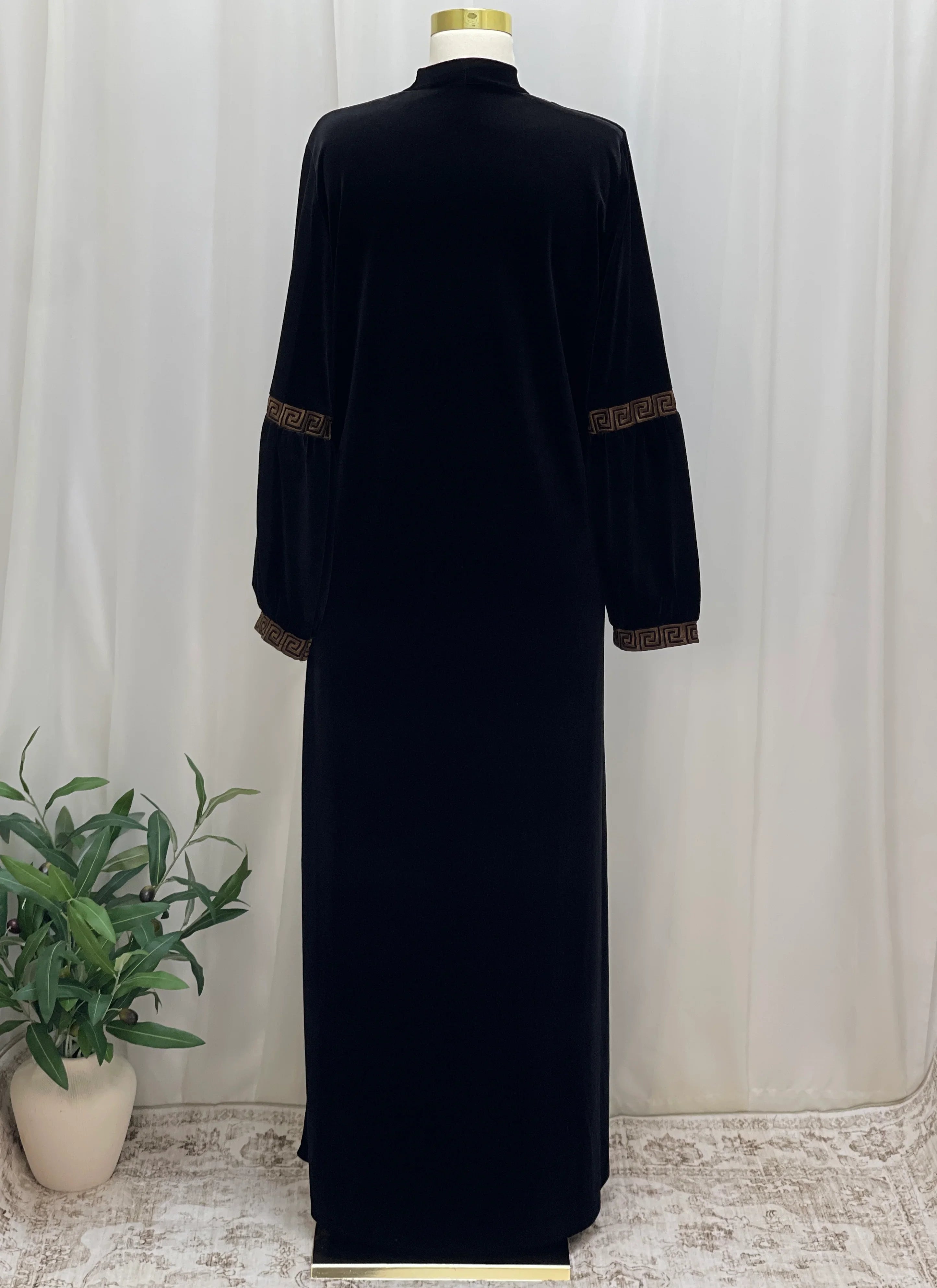 Aurelia Velvet Abaya-is a refined statement piece crafted from soft