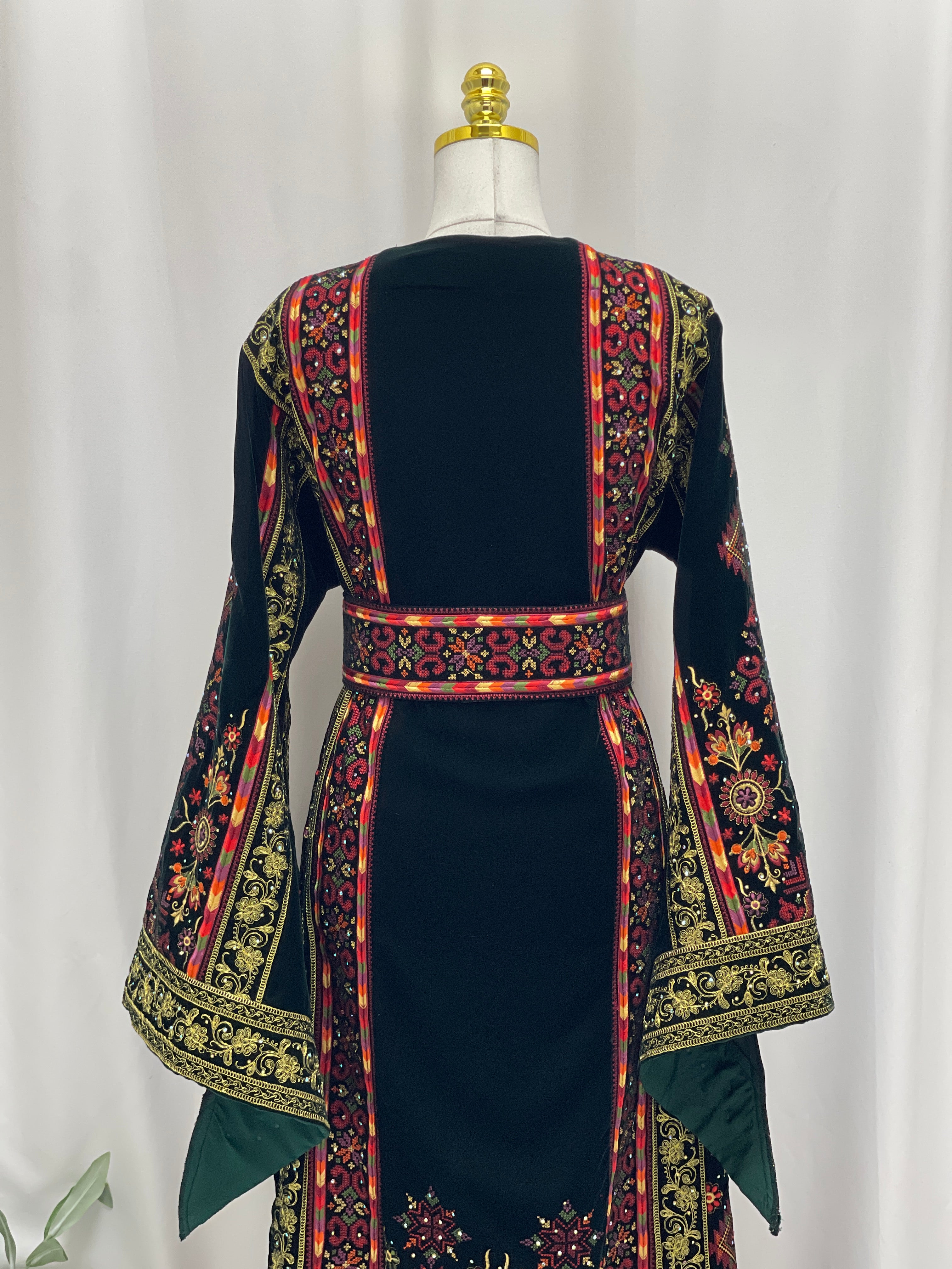 Al-Zaytoona EmbroideredVelvet Thobe - Palestinian Elegance