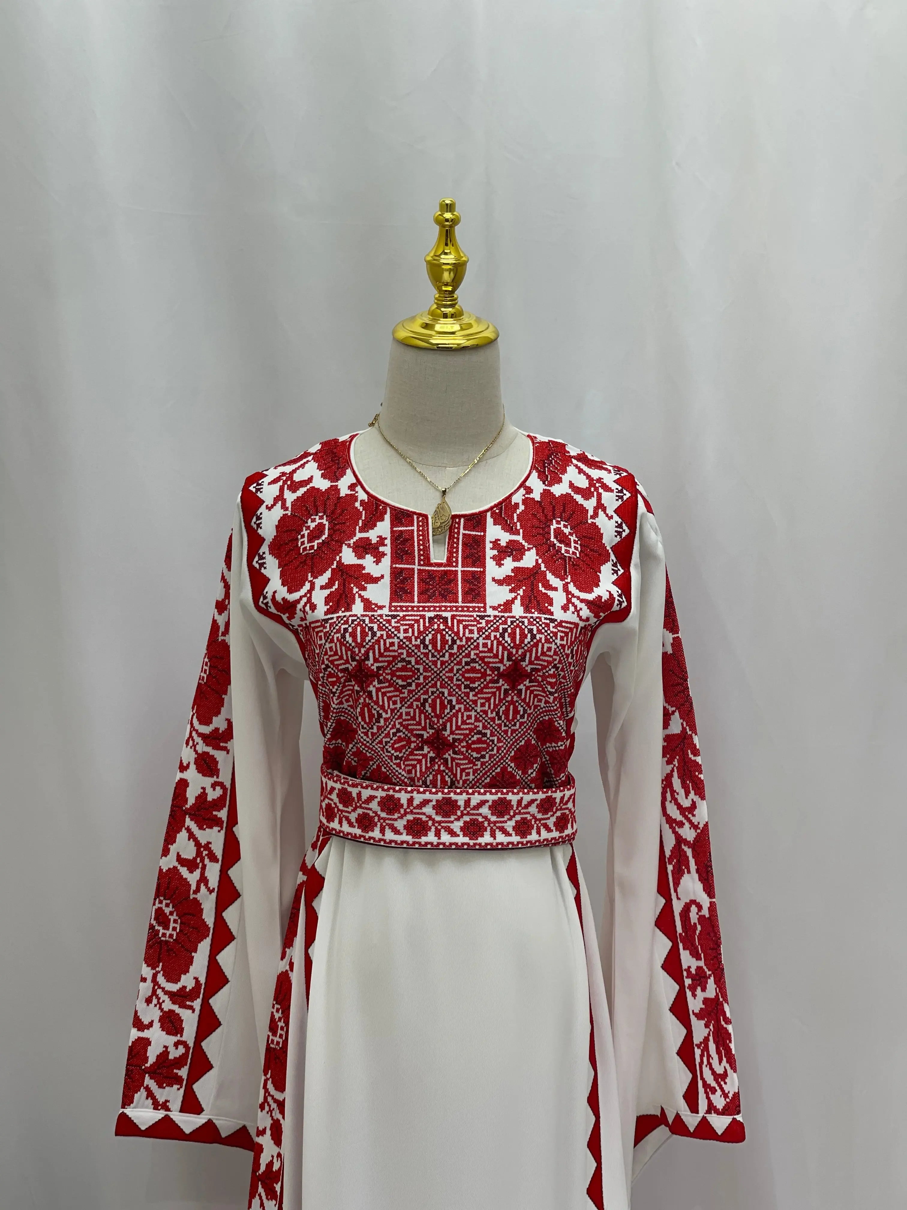 Embroidered Flowers Unique Thoub Palestinian Elegance