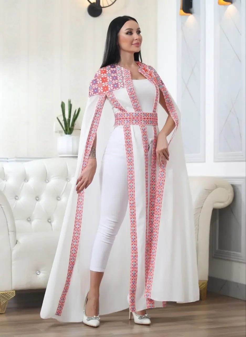 Multi-Color Embroidered Star Bisht – Elegant and Stylish Wardrobe Essential Palestinian Elegance