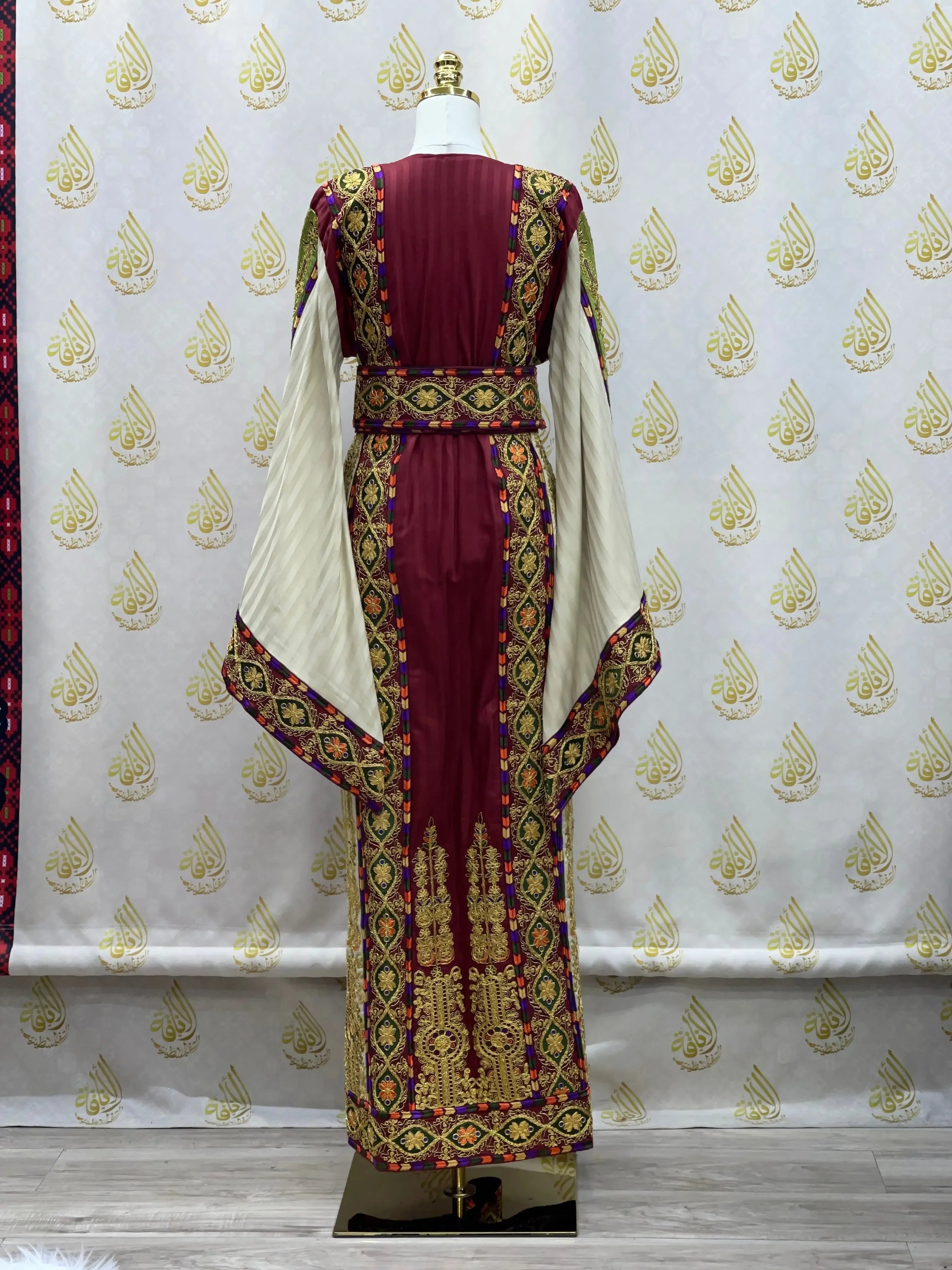 Embroidery Striped Malka Qasab Thoub: Traditional Elegance and Timeless Beauty Palestinian Elegance