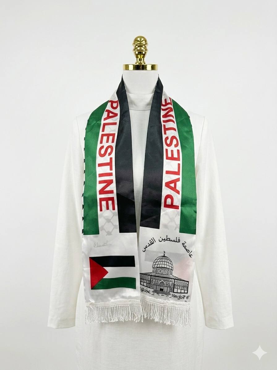 Bufanda palestina- Fabricada en seda - Estampado Al-Quds