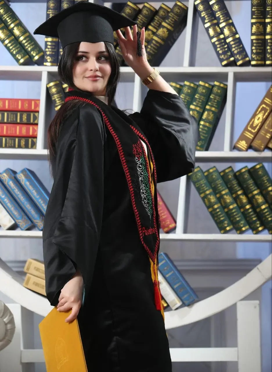 Embroidered Stole with Palestine Map & Arabic Script – Celebrate Cultural Heritage Palestinian Elegance