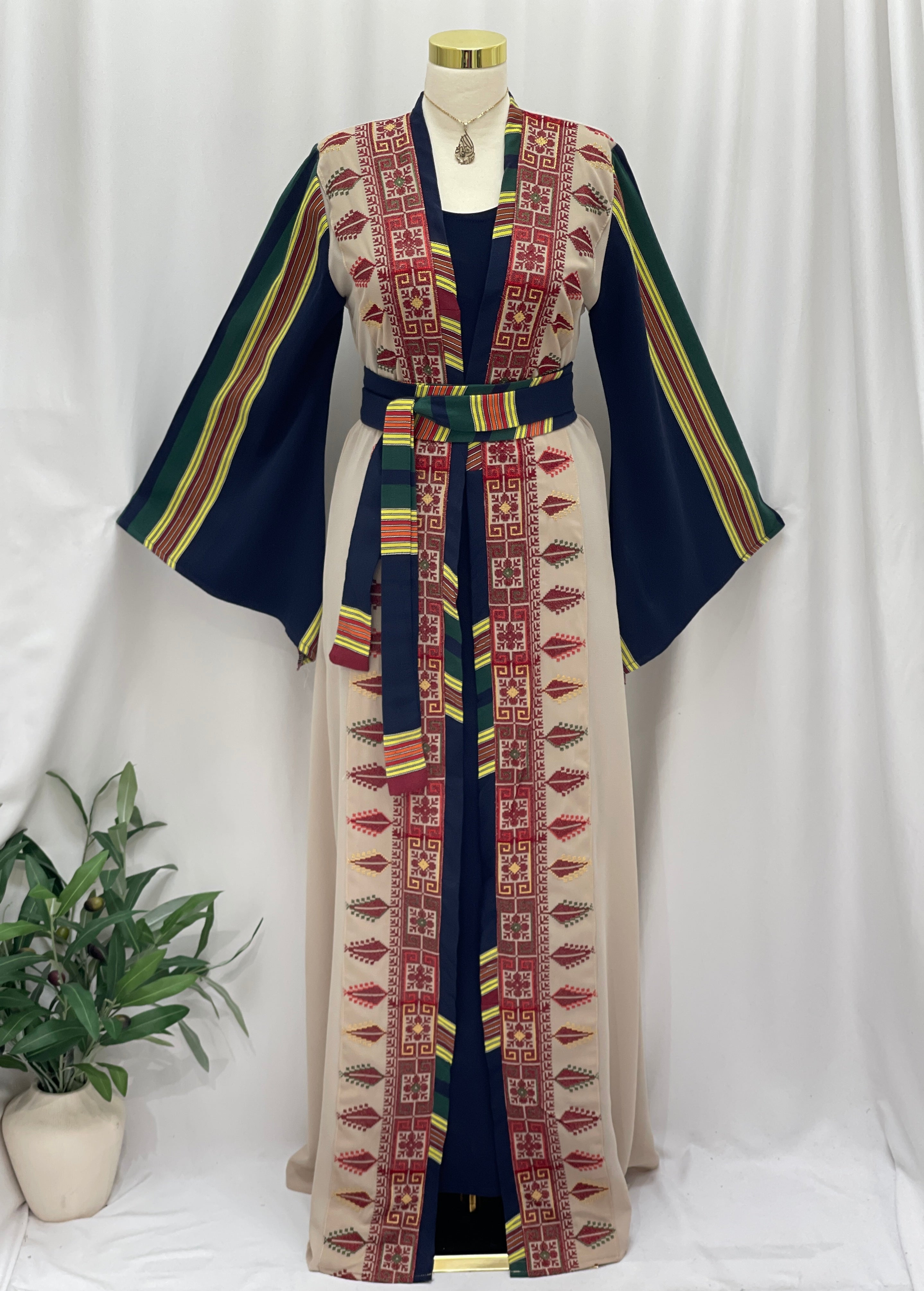 Majdal Heritage Embroidered Chiffon Piece - Cultural Grace