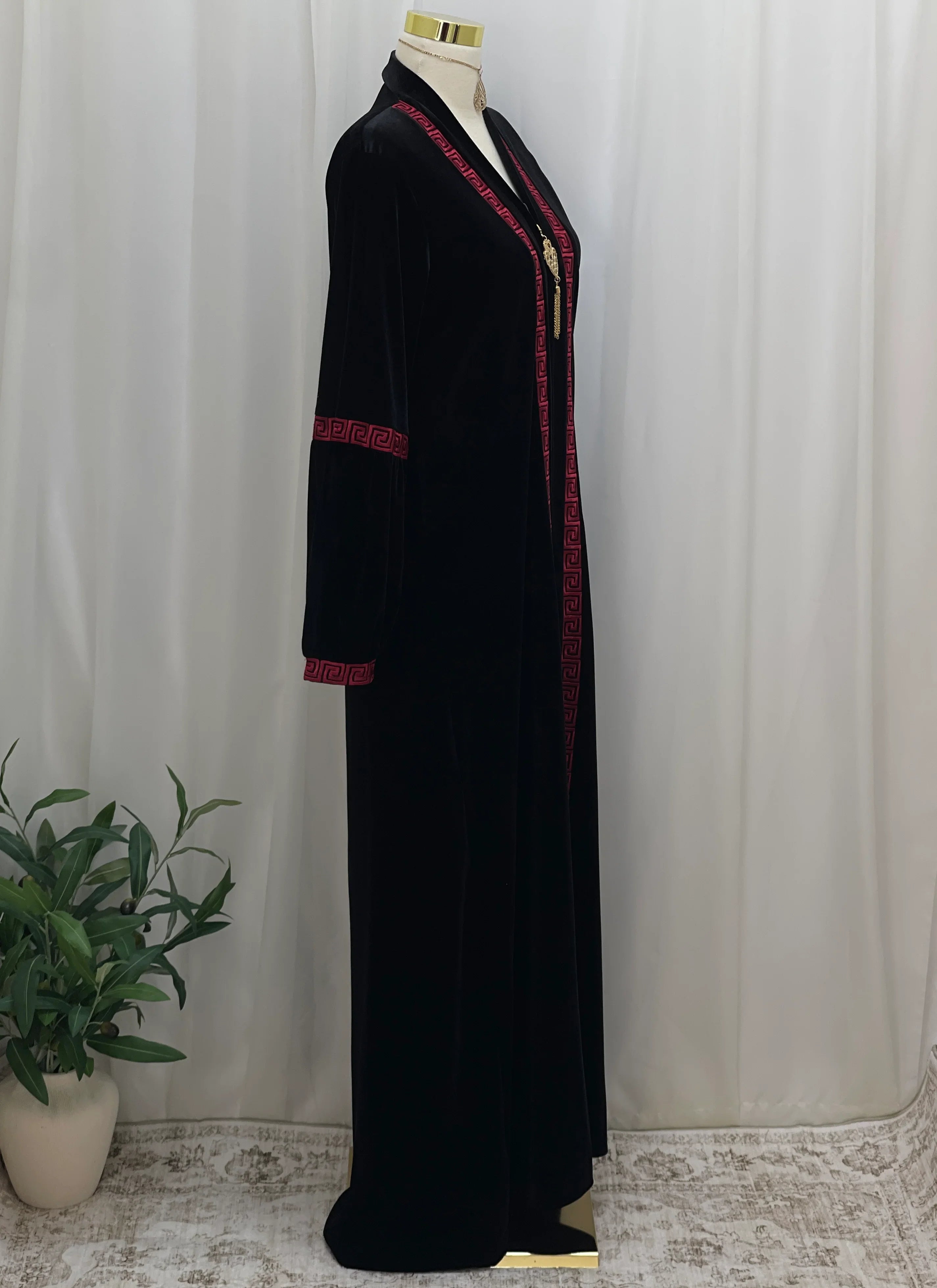 Aurelia Velvet Abaya-is a refined statement piece crafted from soft