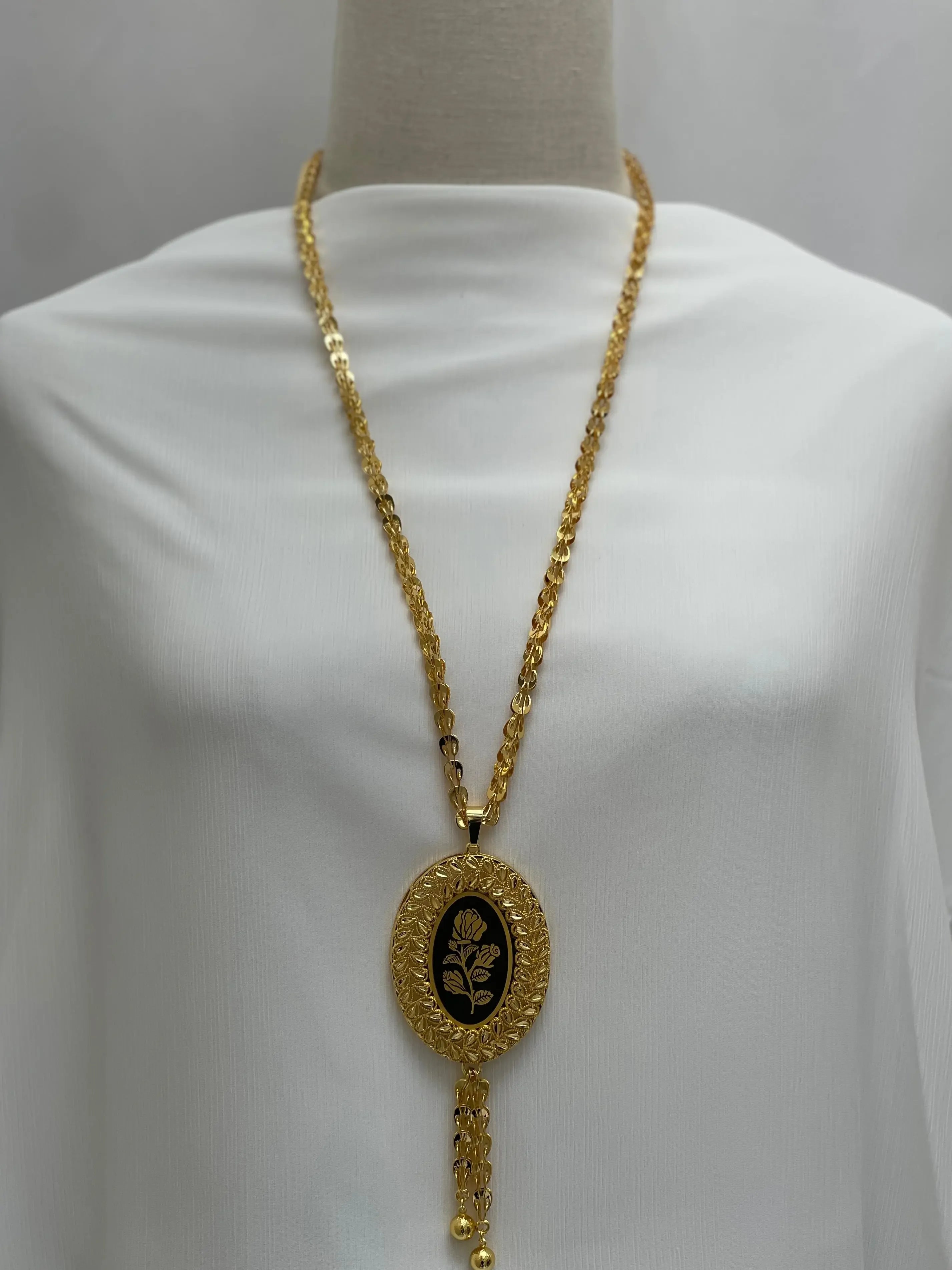 Elegance in Detail: An Ounce Of A Rose Fashion Jewelry Long Chain Palestinian Elegance