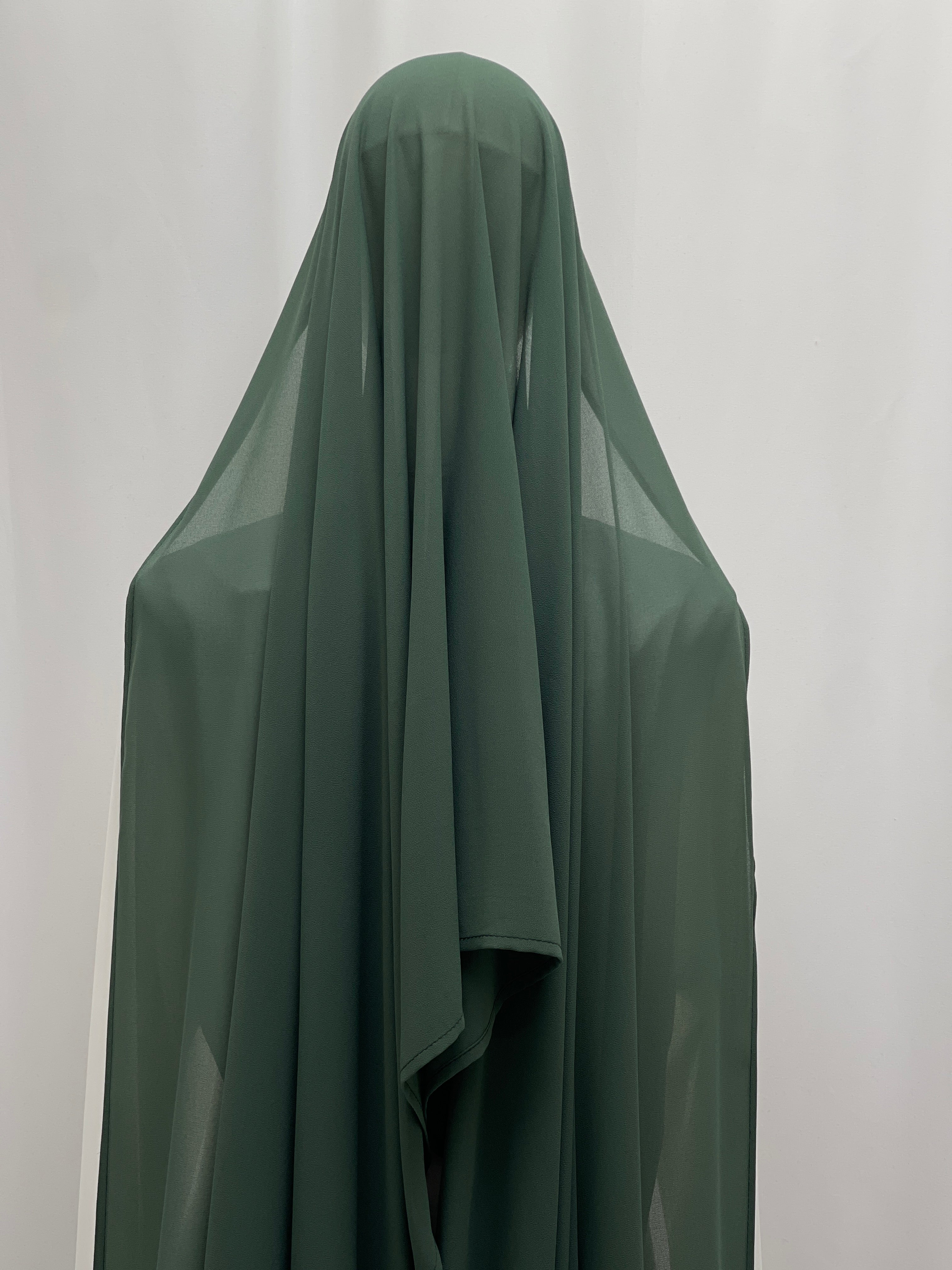Sheer Olive Green Khirka with Tassel Edging