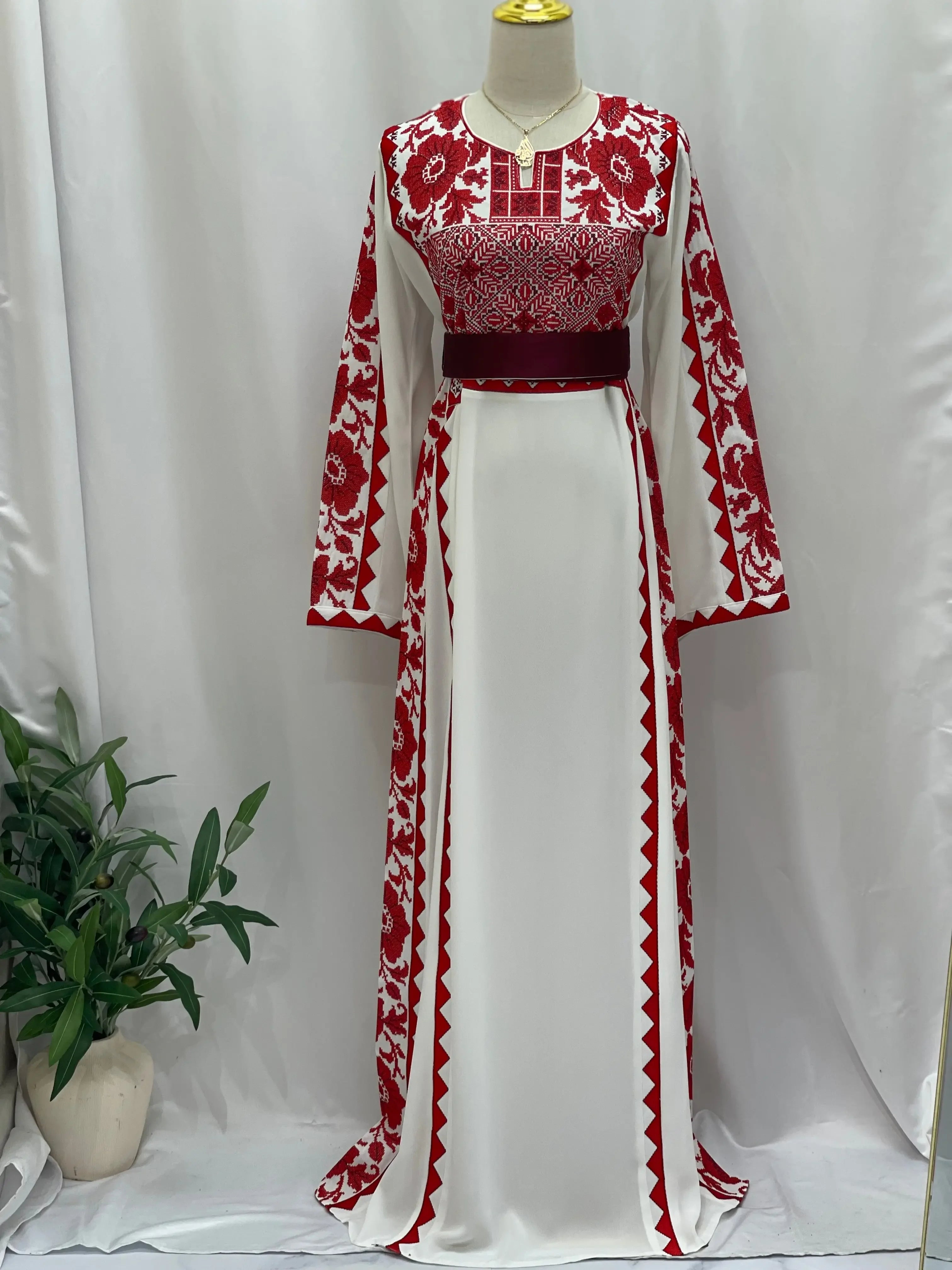 Embroidered Flowers Unique Thoub Palestinian Elegance