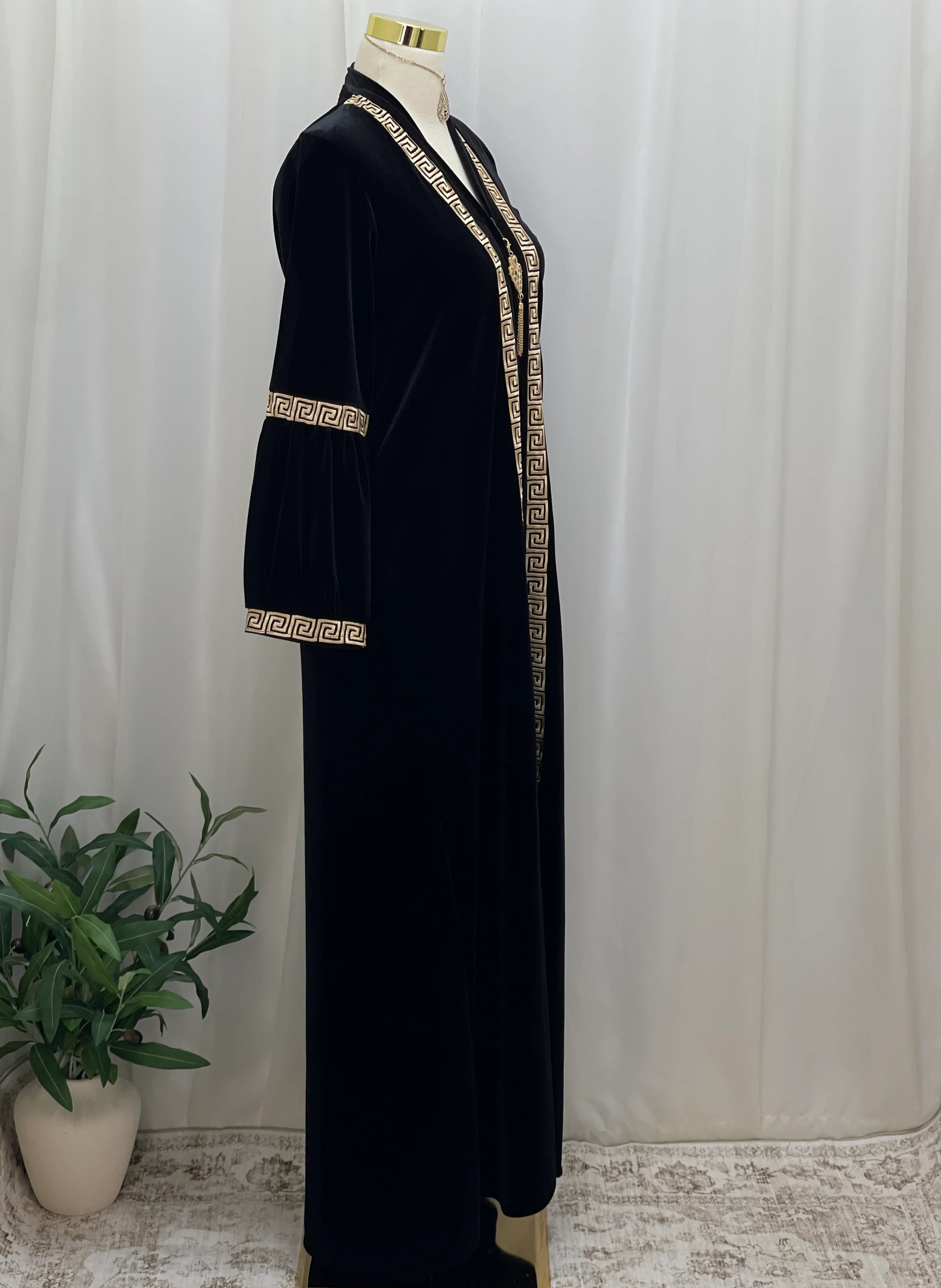 Aurelia Velvet Abaya-is a refined statement piece crafted from soft