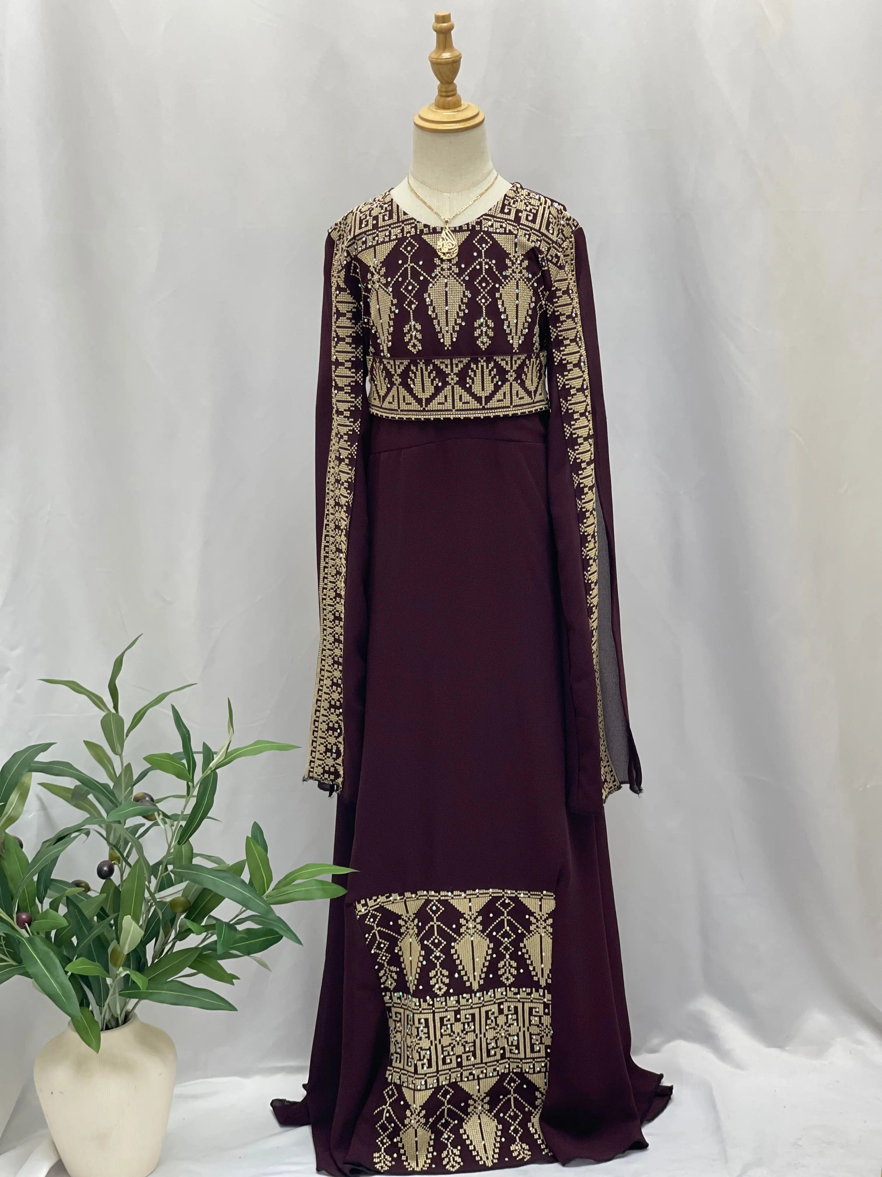 Embroidered Princess Jasmin Dress Palestinian Elegance