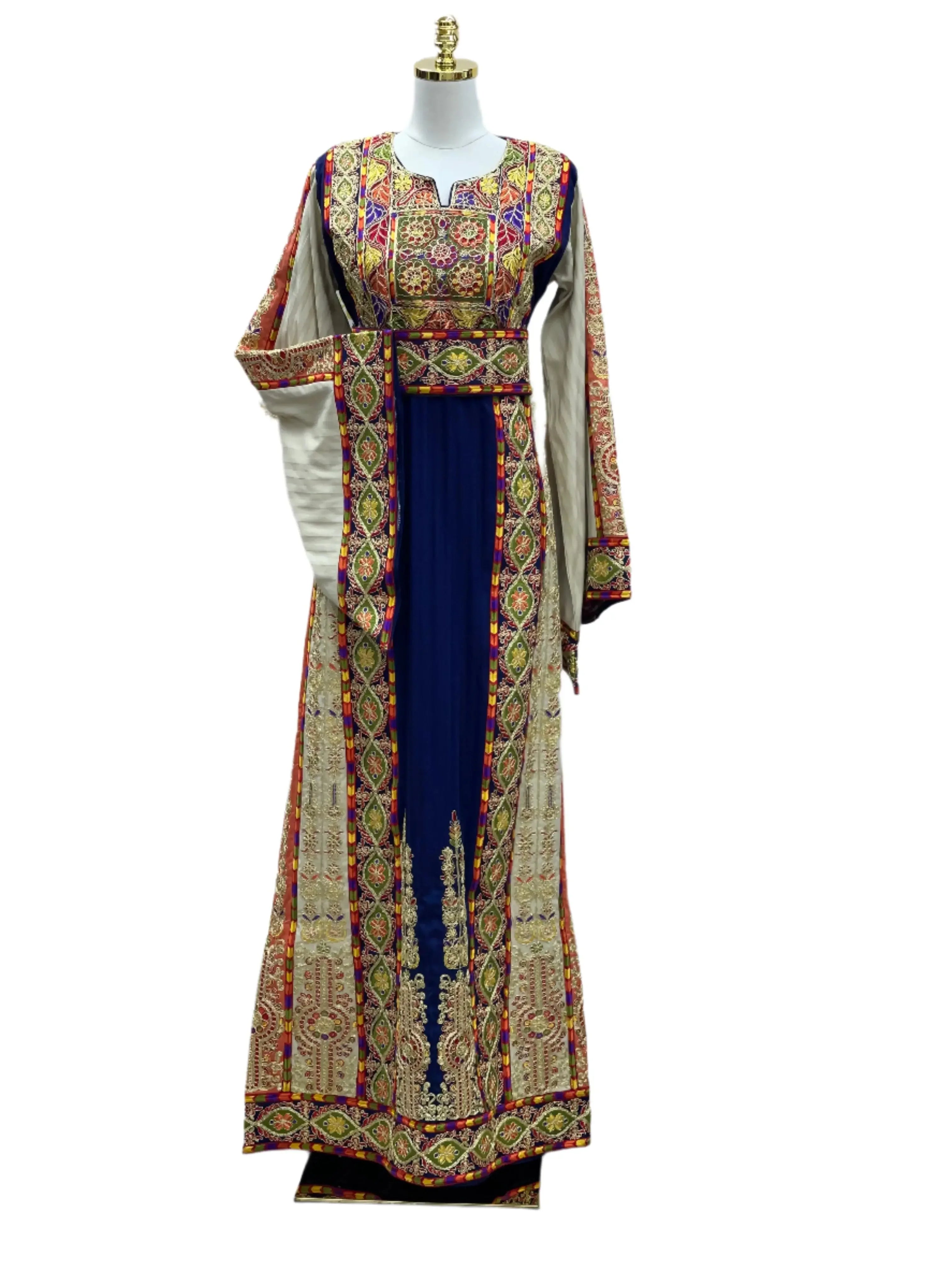 Embroidery Striped Malka Qasab Thoub: Traditional Elegance and Timeless Beauty Palestinian Elegance