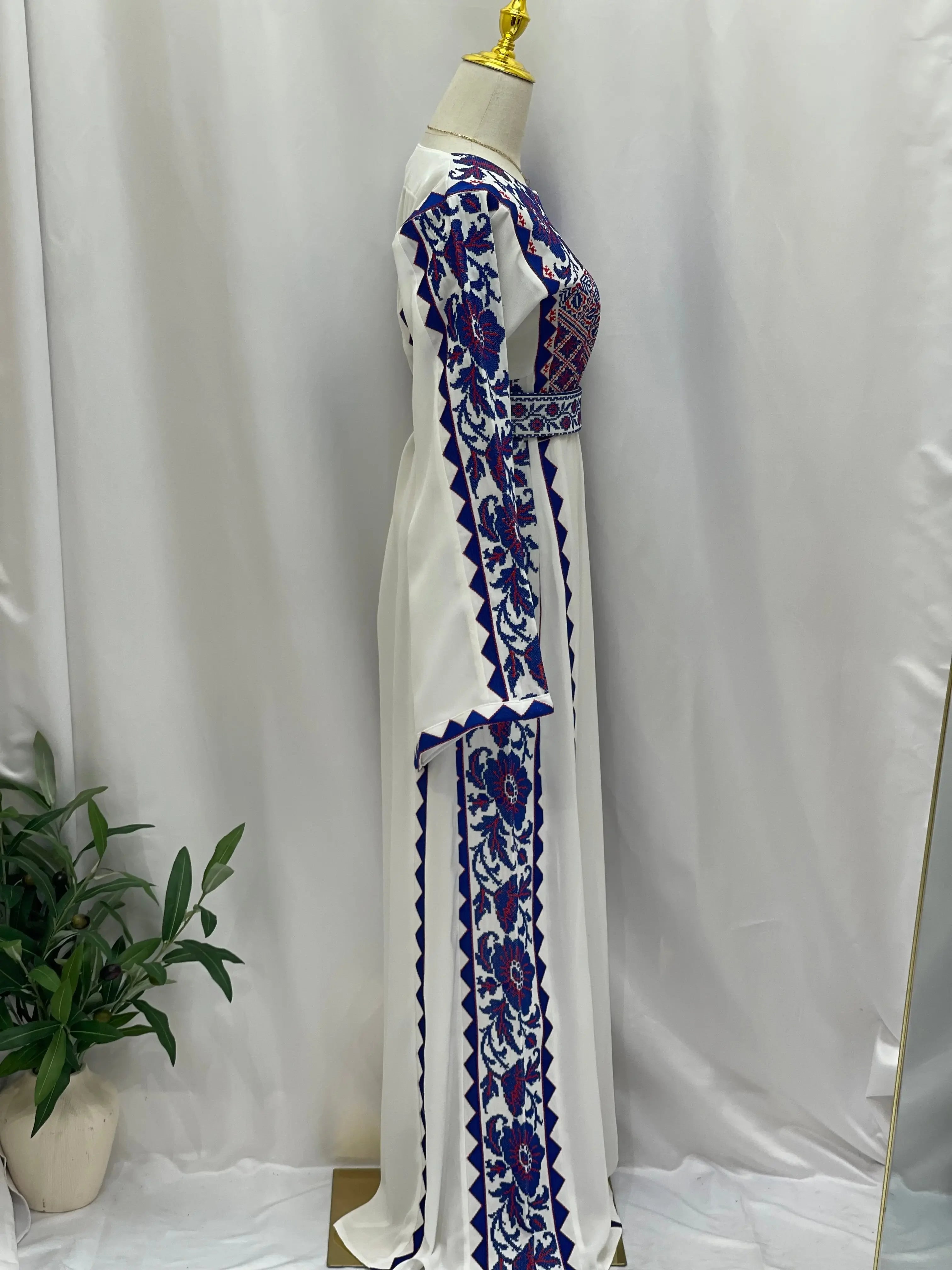 Embroidered Flowers Unique Thoub Palestinian Elegance