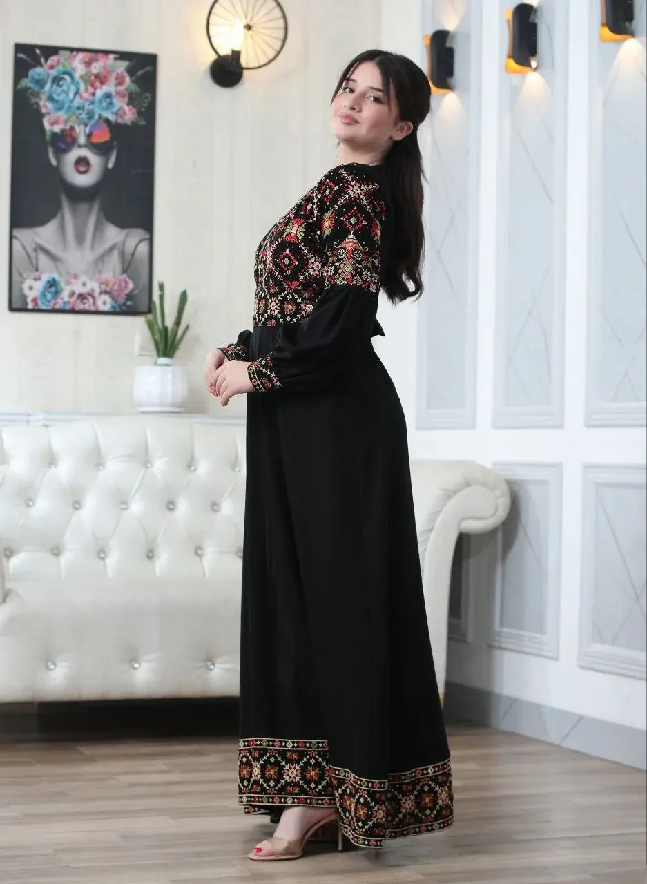 The Lina Embroidered Dress Palestinian Elegance