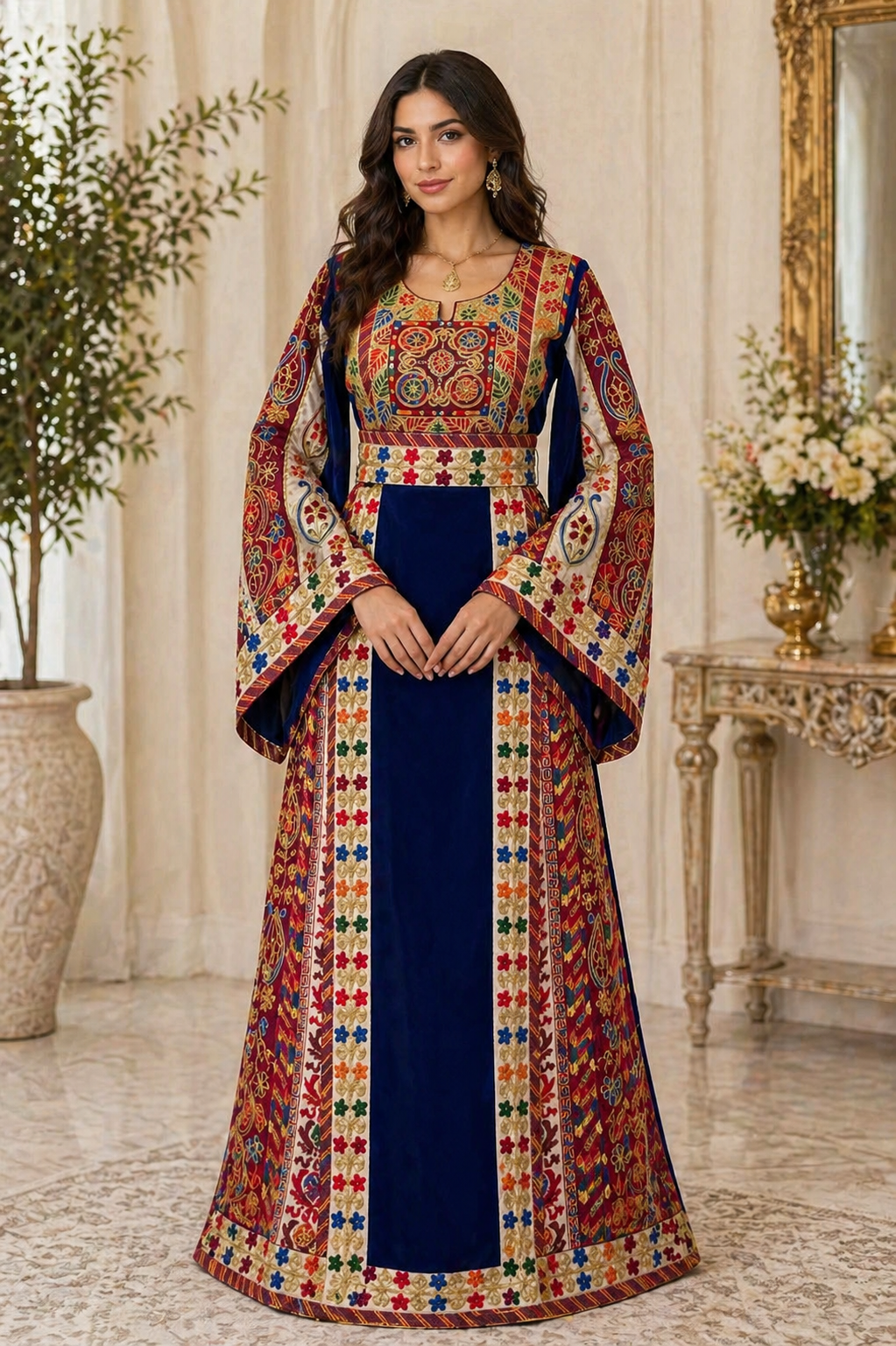 Al Jawhara Qasab Velvet Embroidered Thobe