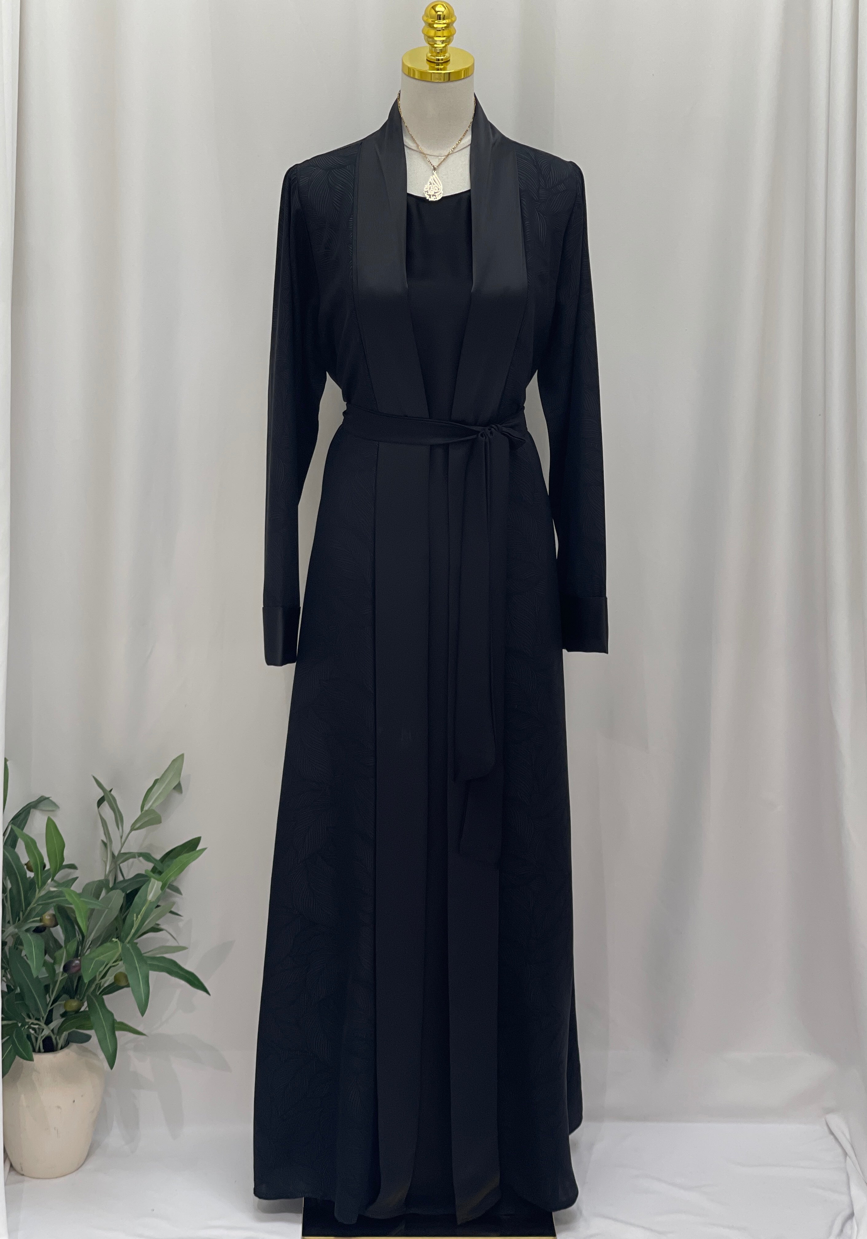 Floral Wave Satin Set Abaya